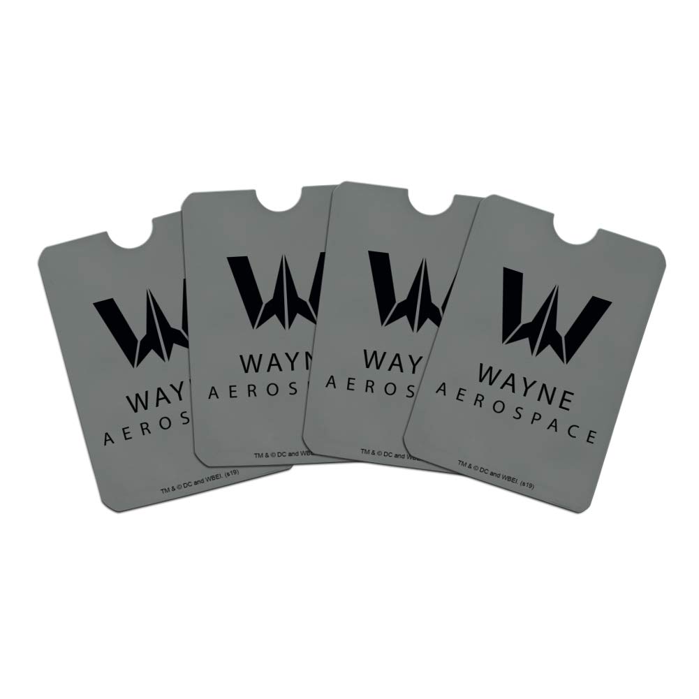 Justice League Movie Wayne Aerospace RFID Blocking Credit Card Holder - Set of 4 Slim Wallet Protectors for Contactless Security | Perfect for Travel, Shopping & Identity Theft Protection