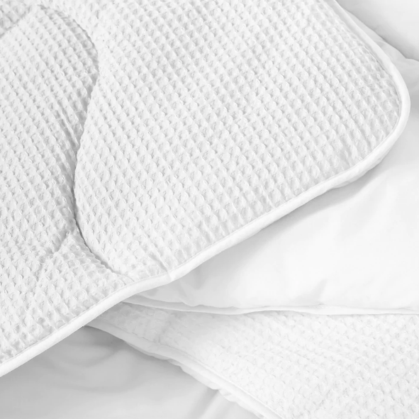 Night Lark Cotton Waffle Coverless Duvet - Breathable All-Season White Comforter for Bedroom, Guest Room & Dorm | Soft & Lightweight Bedding Set