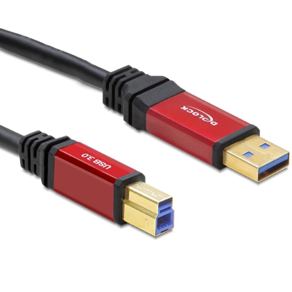 High-Speed USB 3.0 Cable A Male to B Male - 10ft Red Data Transfer Cord for Printers, Scanners & External Hard Drives | Fast Charging & Sync Compatible with Windows/Mac
