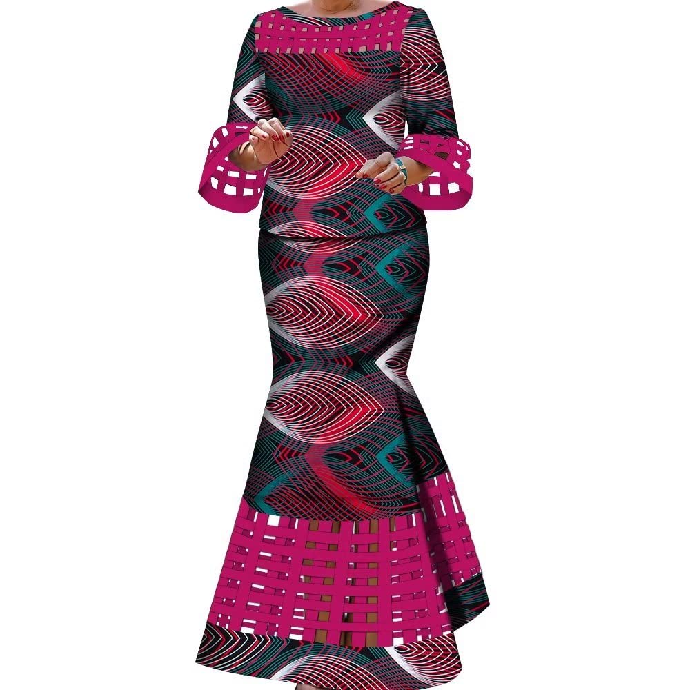 African 2-Piece Dashiki Outfit for Women - Breathable Weave Design Hollow Summer Dress Set - Perfect for Weddings, Beach Vacations & Cultural Events