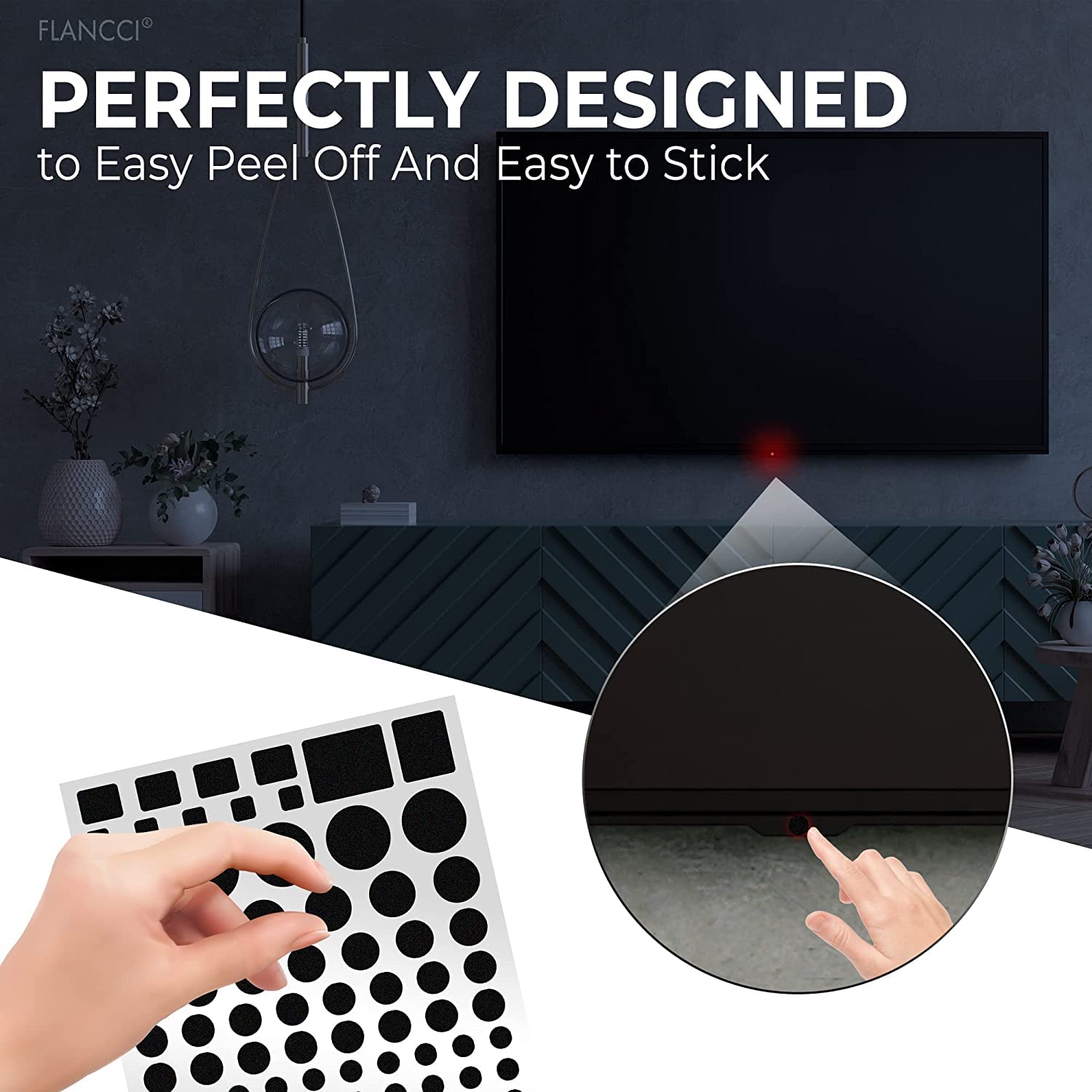 FLANCCI Light Blocking Stickers - 80-100% LED Dimming Filters (2 Sheets) - Blackout Router Covers & LED Light Covers - Perfect for Home Theater, Gaming Rooms & Bedroom Light Control