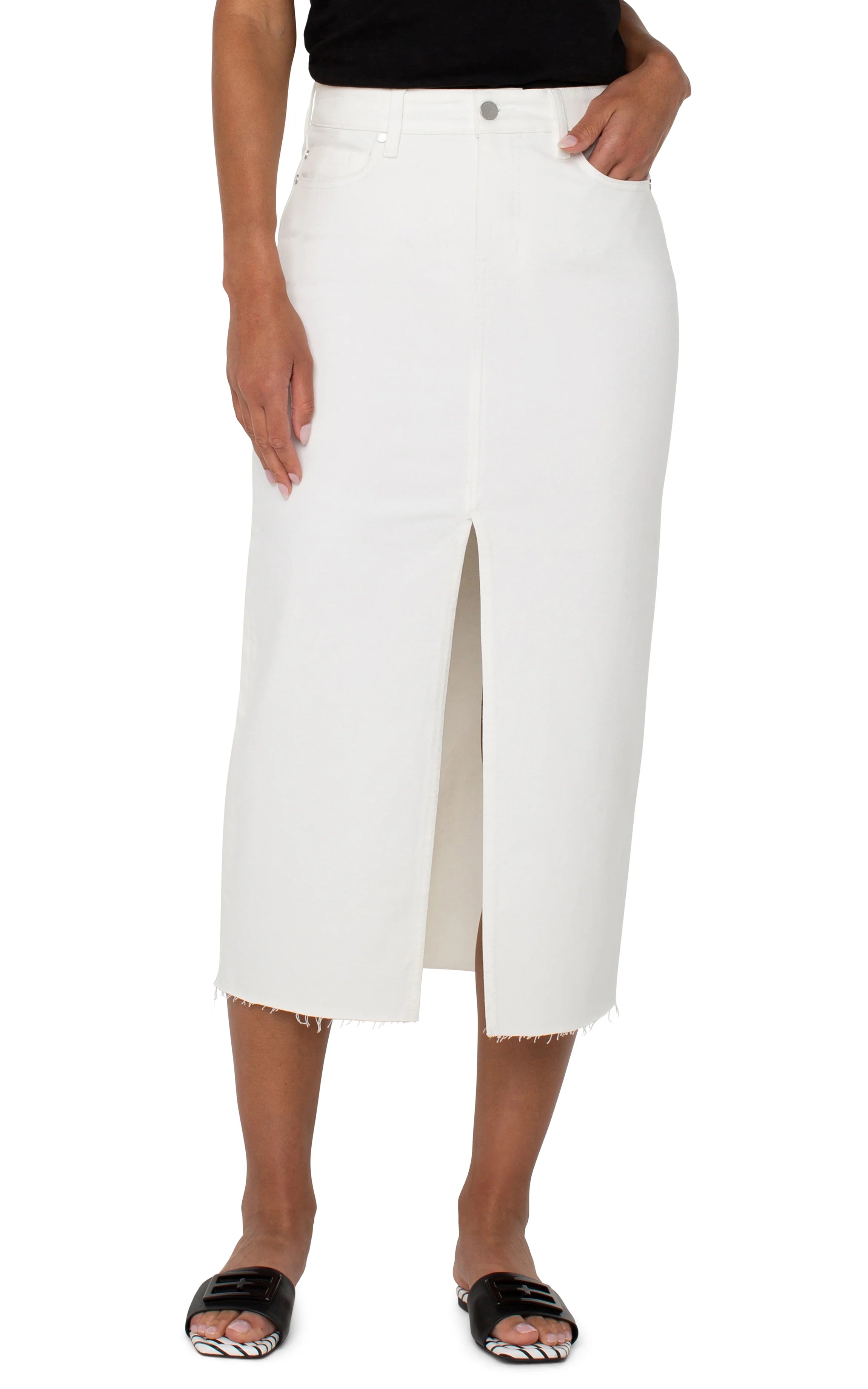 Elegant Bone White Front Slit Maxi Skirt for Women - Boho Chic Long Skirt with High Waist & Side Slit - Perfect for Beach, Wedding & Summer Outfits