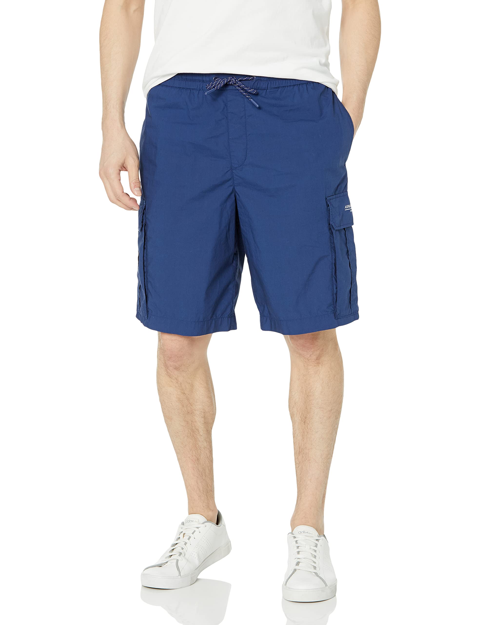 Armani Exchange Men's Woven Logo Cargo Shorts with Drawstring Waist & Pockets | Casual Summer Wear, Gym, Beach, and Street Style Outfits