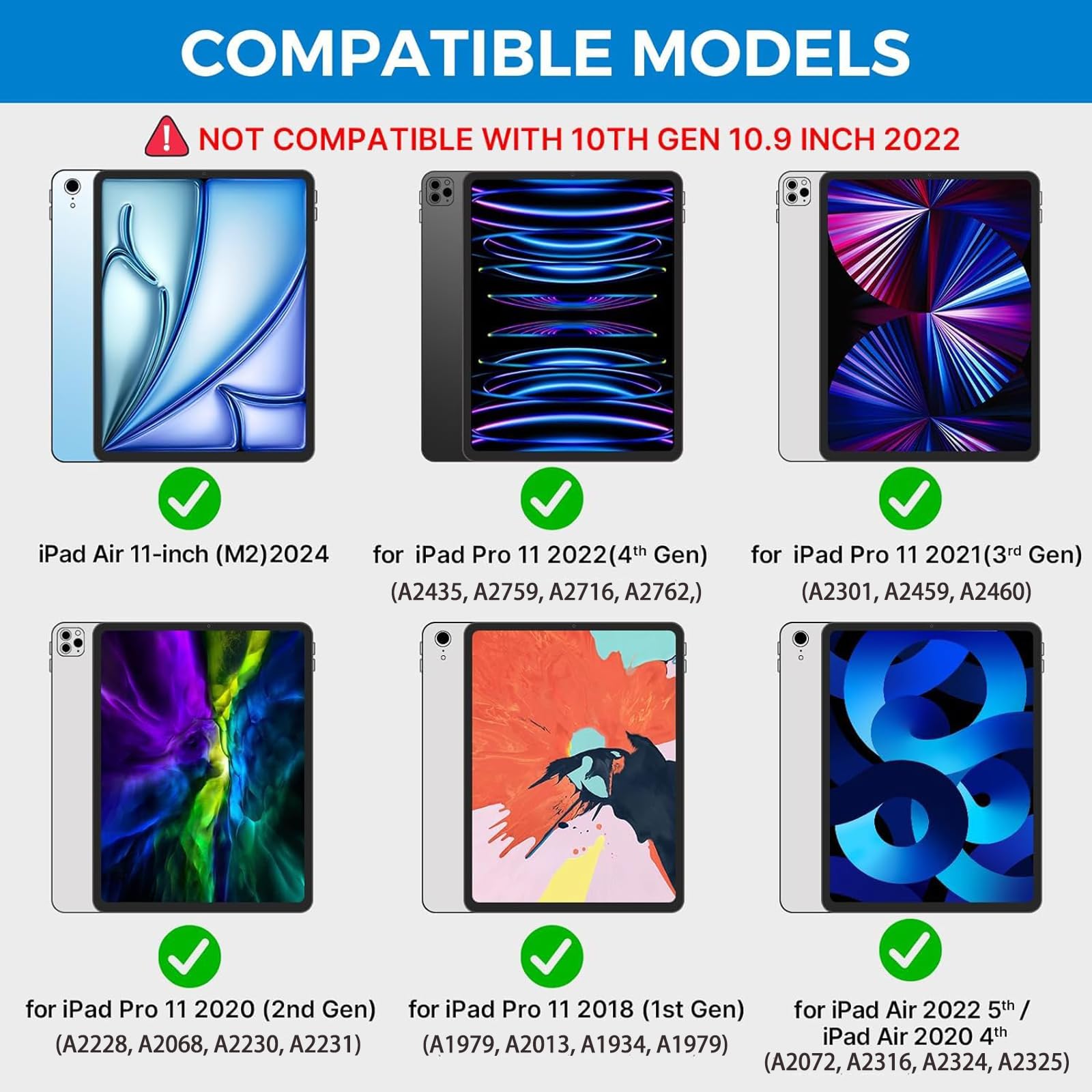 iPad Air 11-inch (M2) 2024 & iPad Pro 11 Keyboard Case with Multi-Touch Trackpad, Rainbow Backlit, 360° Rotatable & Apple Pencil Holder - Compatible with 1st/2nd/3rd/4th Gen & iPad Air 5th/4th 10.9