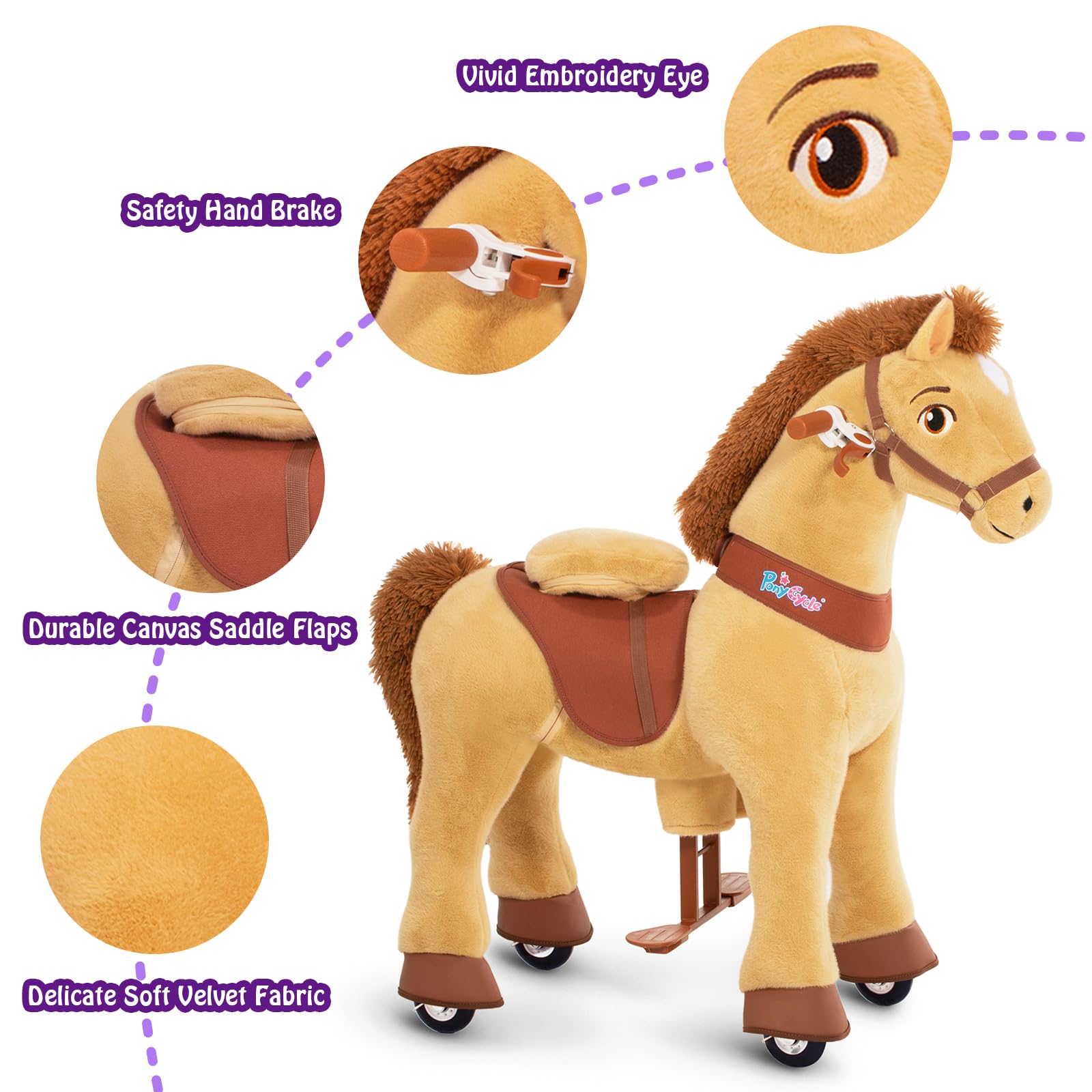 PonyCycle Ride-On Horse Toy for Kids Ages 3-5 - Essential Model E with Safety Brake (30