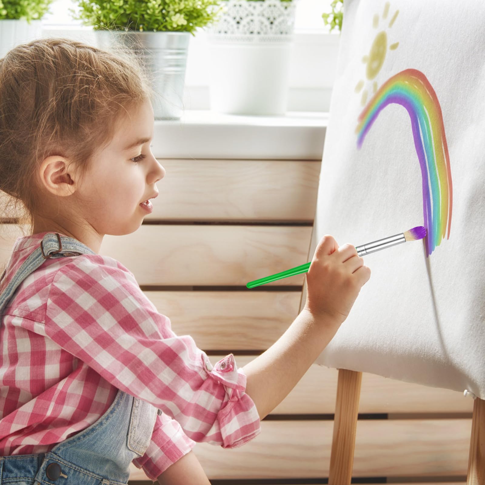 22 Pcs Kids Paint Brush Set - Round & Flat Brushes for Toddlers & Preschoolers - Easy Grip & Washable for Acrylic, Oil & Watercolor Painting - Perfect for Art Class, DIY Projects & Home Crafting