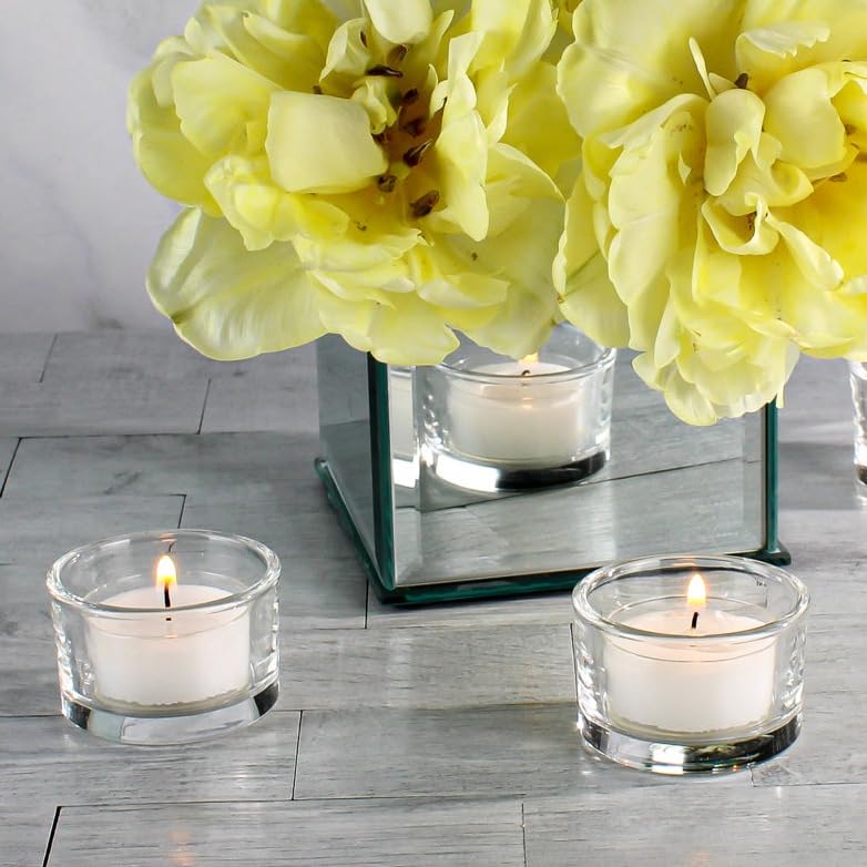 Richland® Unscented White Tealight Candles in Clear Cups - Pack of 500 for Weddings, Parties, Home Decor & Relaxation