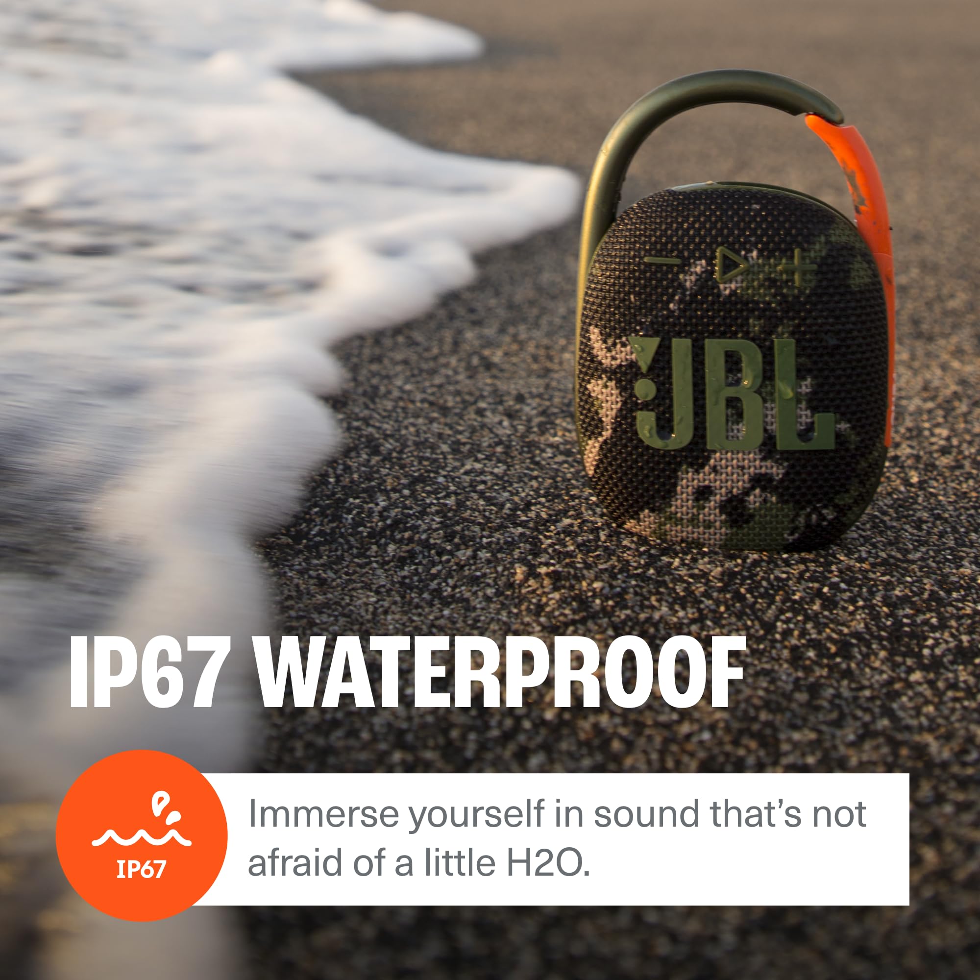 JBL Clip 4 Waterproof Portable Bluetooth Speaker with 10-Hour Playtime - Camouflage Design + Protective Hardshell Case (Black) | Perfect for Outdoor Adventures, Beach, Camping & Travel