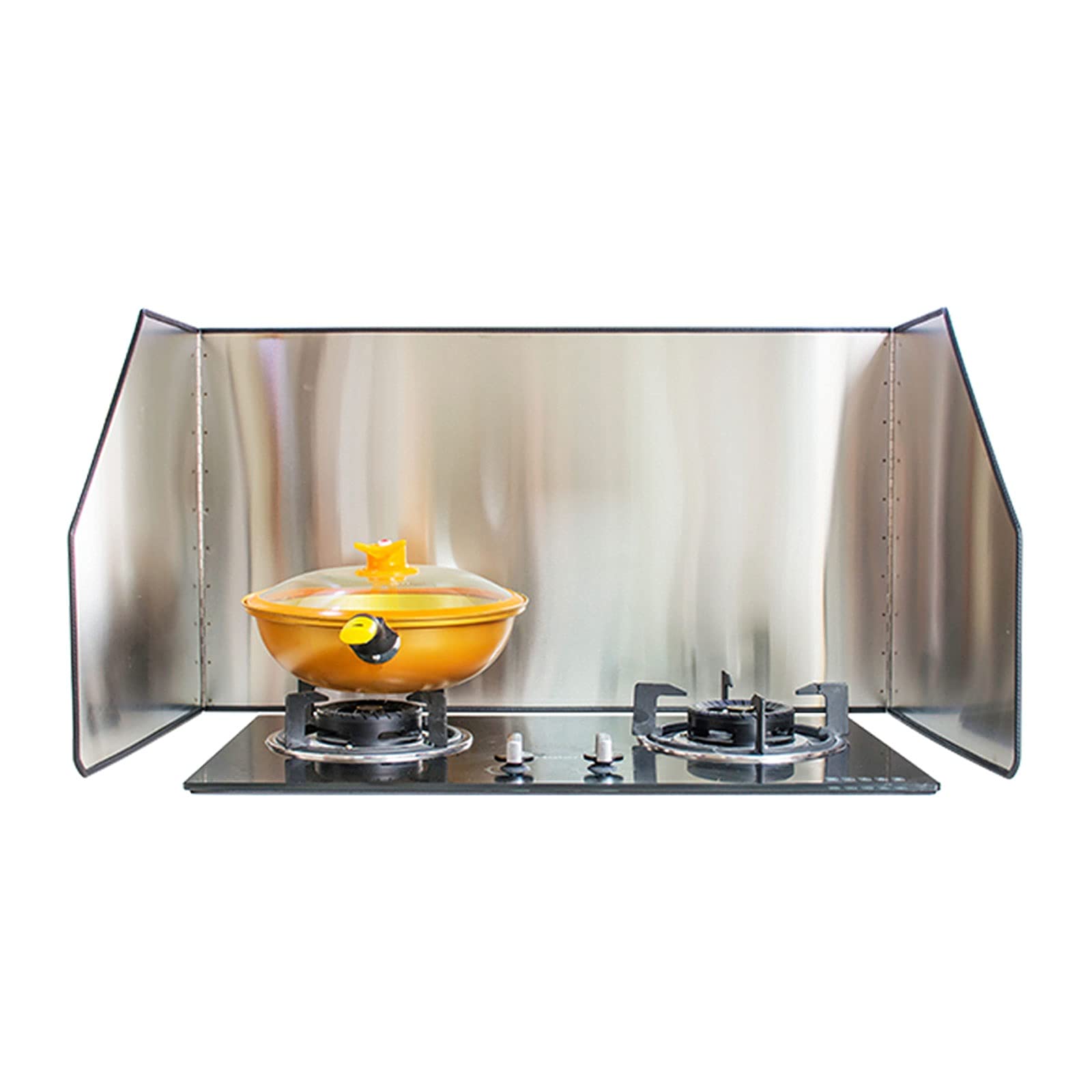 YUXI8541NO 3-Sided Stainless Steel Camping Stove Windscreen - Splatter Guard for Cooking, Frying Pan & Gas Stove - Oil Splash Protector (85x60x50cm) - Perfect for Outdoor Camping, BBQ & Kitchen Use