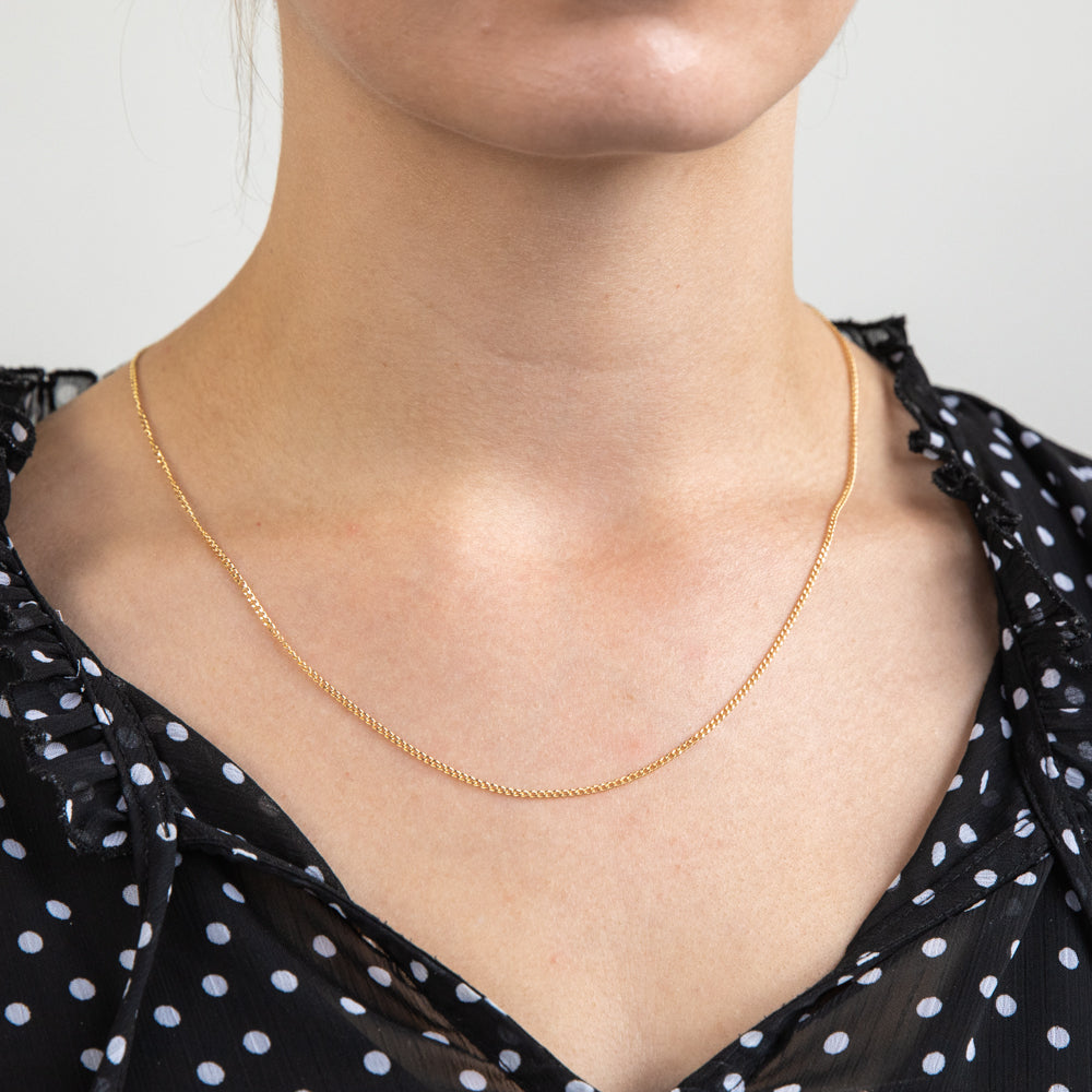 9ct Yellow Gold 40 Gauge Curb 50cm Chain Necklace for Men & Women - Perfect for Layering, Gifts & Everyday Wear