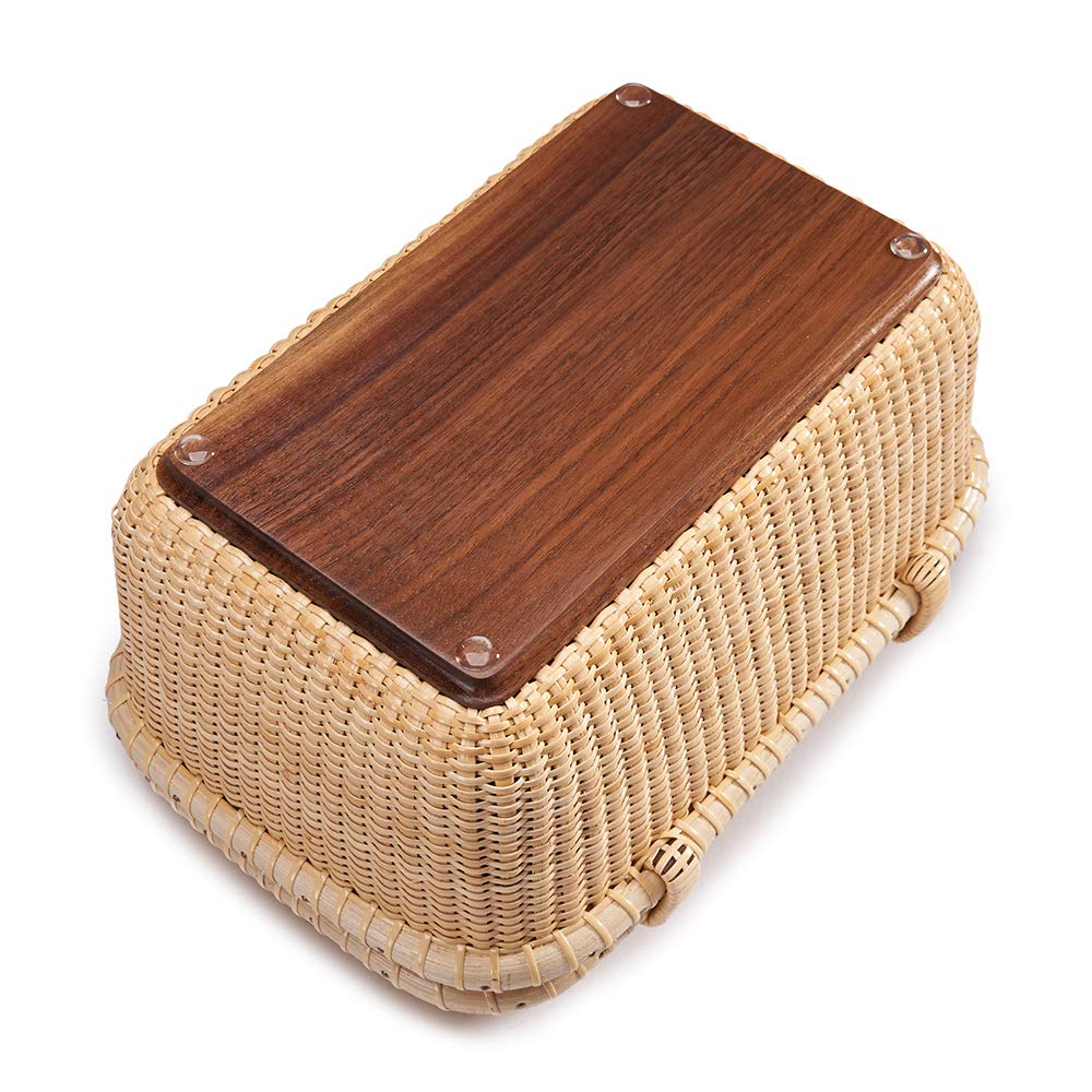 Handwoven Rattan Storage Basket Set with Lid - Nantucket Rectangular Baskets for Shelves, Home Organization & Decor | Perfect for Bedroom, Bathroom & Living Room Storage