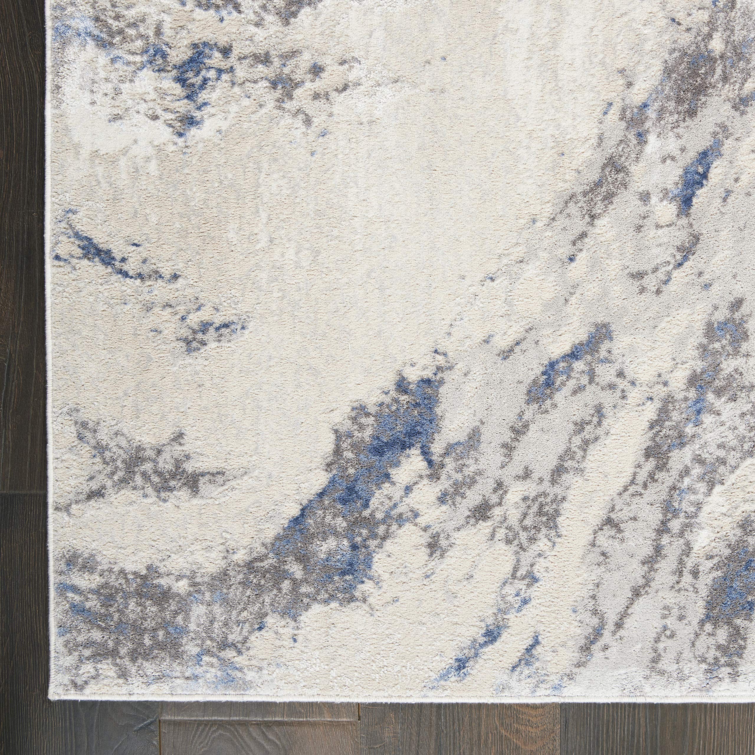 Nourison Sleek Textures Modern Blue Ivory Grey 7'10