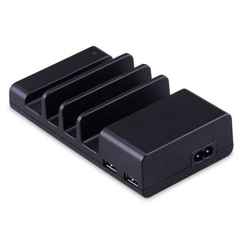 4-Port USB Desktop Charger Stand - Fast Charging Dock Station for iPhone, Android Phones & Tablets - Perfect for Home, Office & Travel Use