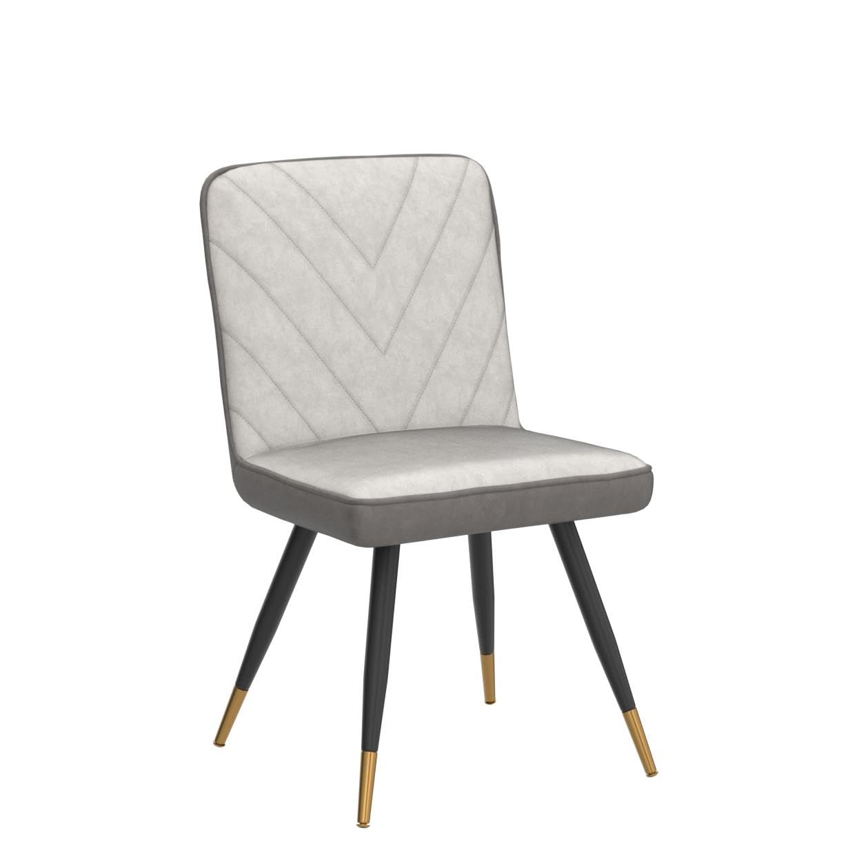 Modern Upholstered Dining Chairs Set of 2, Armless Fabric Kitchen Table Side Chairs with Sturdy Metal Legs in Ivory - Perfect for Dining Room, Kitchen, or Home Office Desk