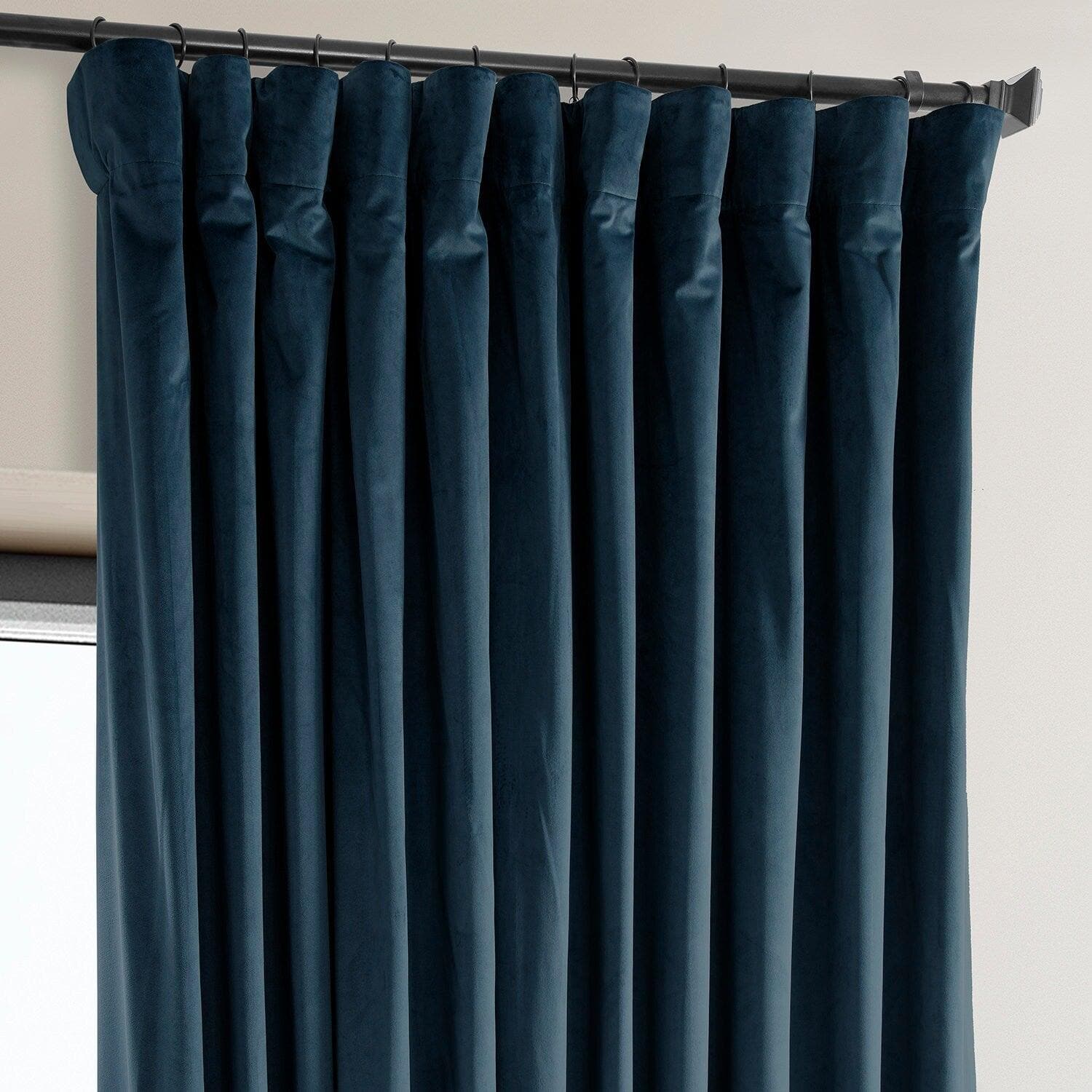 Premium Varsity Blue Extra Wide Signature Plush Velvet Blackout Curtains for Bedroom & Living Room - Noise Reducing, Thermal Insulated, Light Blocking Drapes for Home, Hotel, and Office Use