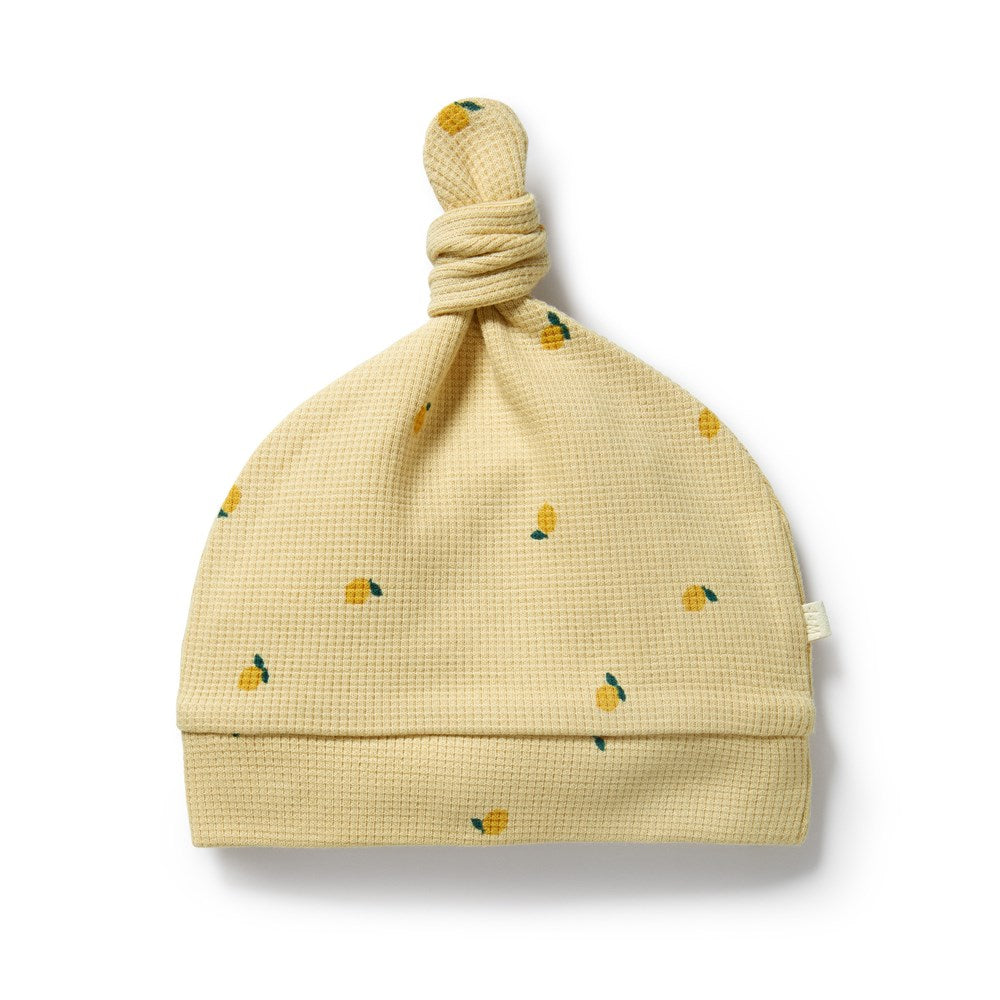 Little Lemon Organic Waffle Knot Hat for Babies - Soft Cotton Newborn Beanie for Boys & Girls - Perfect for Photoshoots, Outings & Gifts