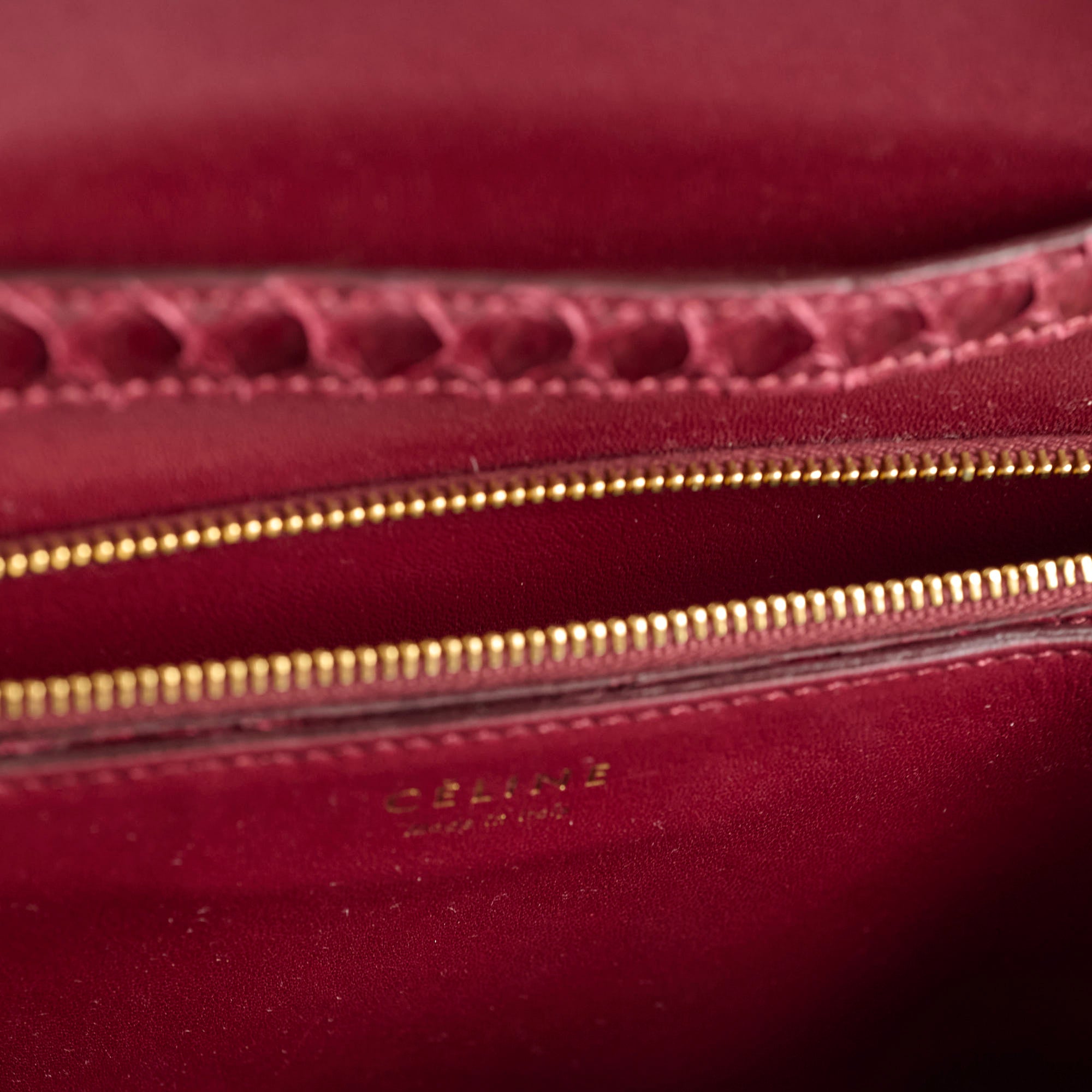 Celine Python Medium Classic Box Bag in Burgundy - Luxury Crossbody Purse for Women, Perfect for Work, Evening & Special Occasions