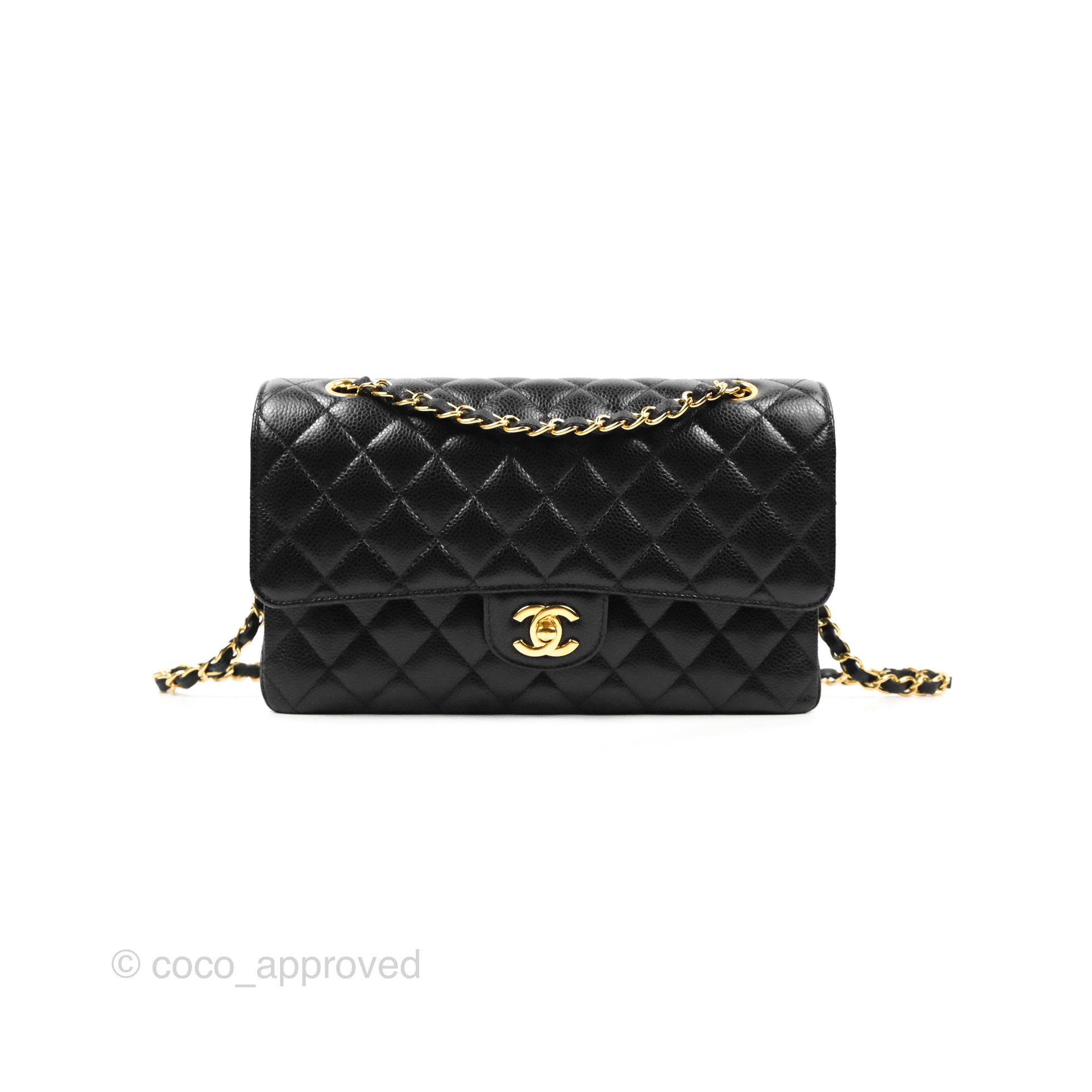 Chanel Classic Medium Double Flap Bag in Black Caviar Leather with Gold Hardware - Luxury Designer Handbag for Women, Perfect for Work, Evening Events & Special Occasions