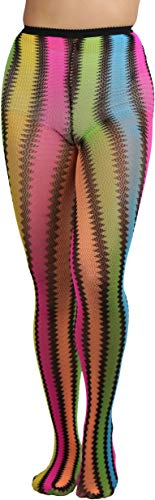 Bright Rainbow W/ Black Contrast Zig Zag Stripes
