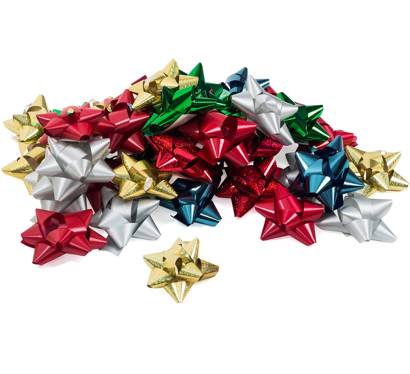 Christmas Gift Bows Bulk Pack - 36 Metallic Peel & Stick Present Bows for Holiday Wrapping, Tree Decor & Party Favors