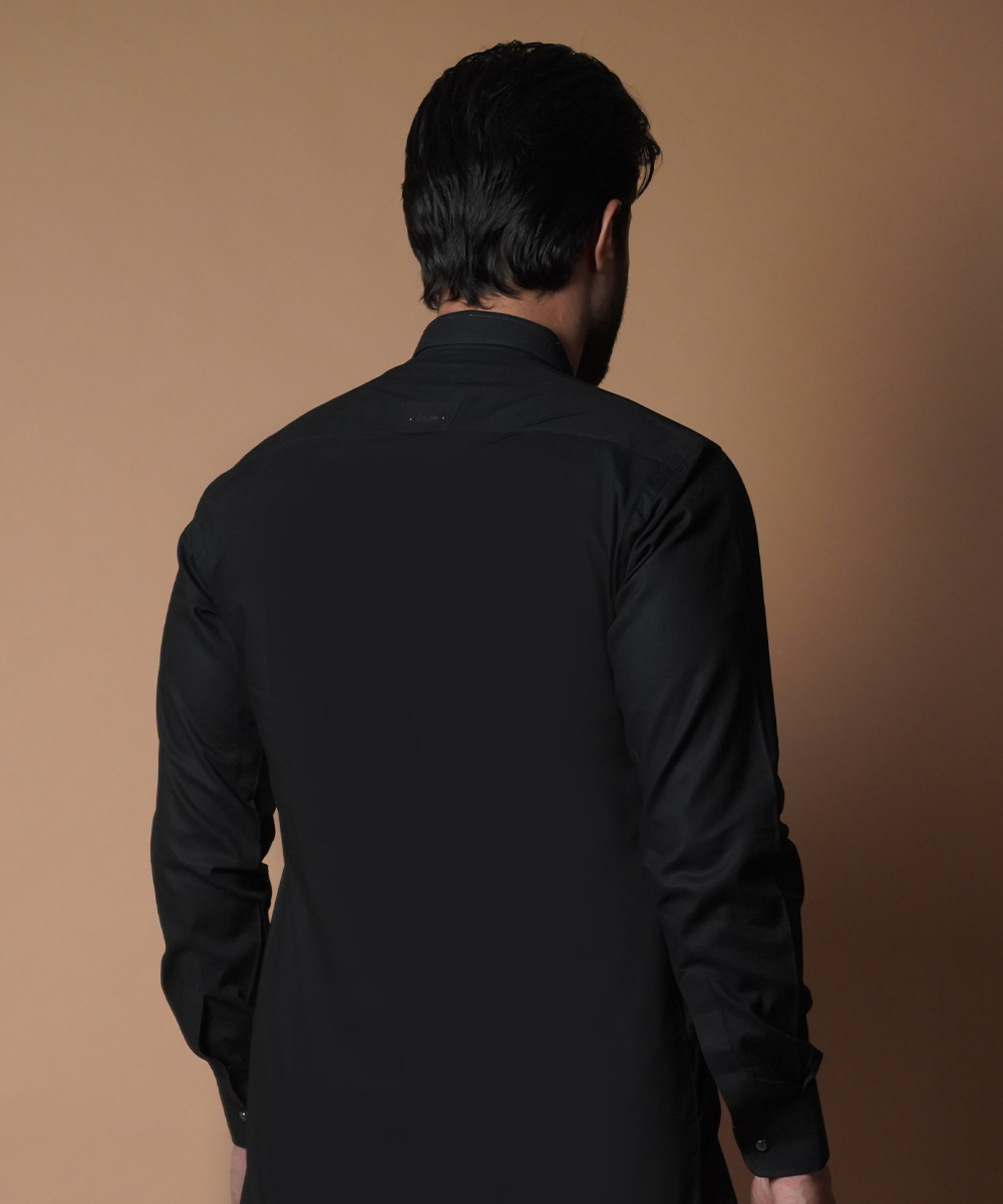 Classic Jet Black Shalwar Kameez for Men | Traditional Pakistani Outfit | Perfect for Weddings, Eid & Special Occasions