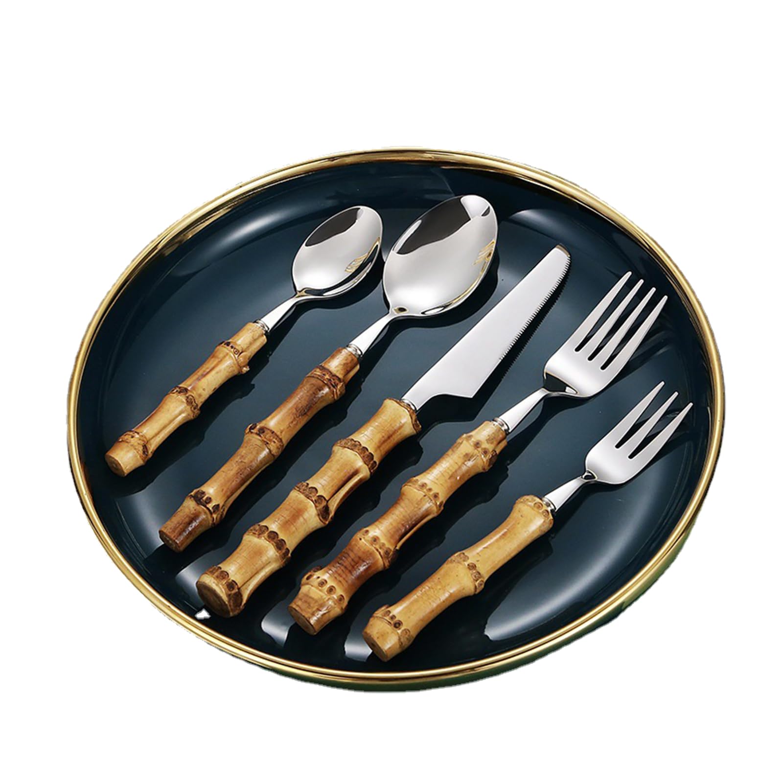 Eco-Friendly Bamboo Flatware Set for 6 - 30-Piece Reusable Kitchen Utensils with Natural Bamboo Handles (Dishwasher Safe) - Perfect for Sustainable Dining, Picnics & Eco-Conscious Households