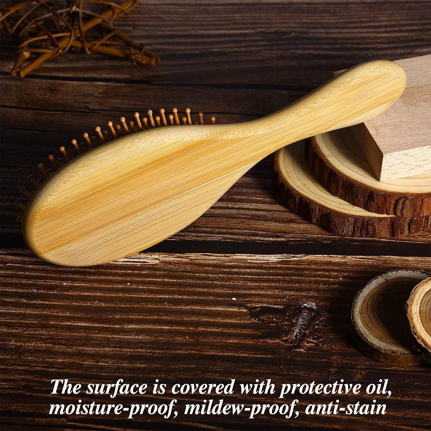 Street27® Natural Bamboo Wood Comb - Anti-Static Paddle Hair Brush for Women & Men with Cushion Massage, Detangling & Scalp Stimulation - Perfect for Daily Hair Care, Reducing Hair Loss & Promoting Healthy Hair Growth (Medium Size)