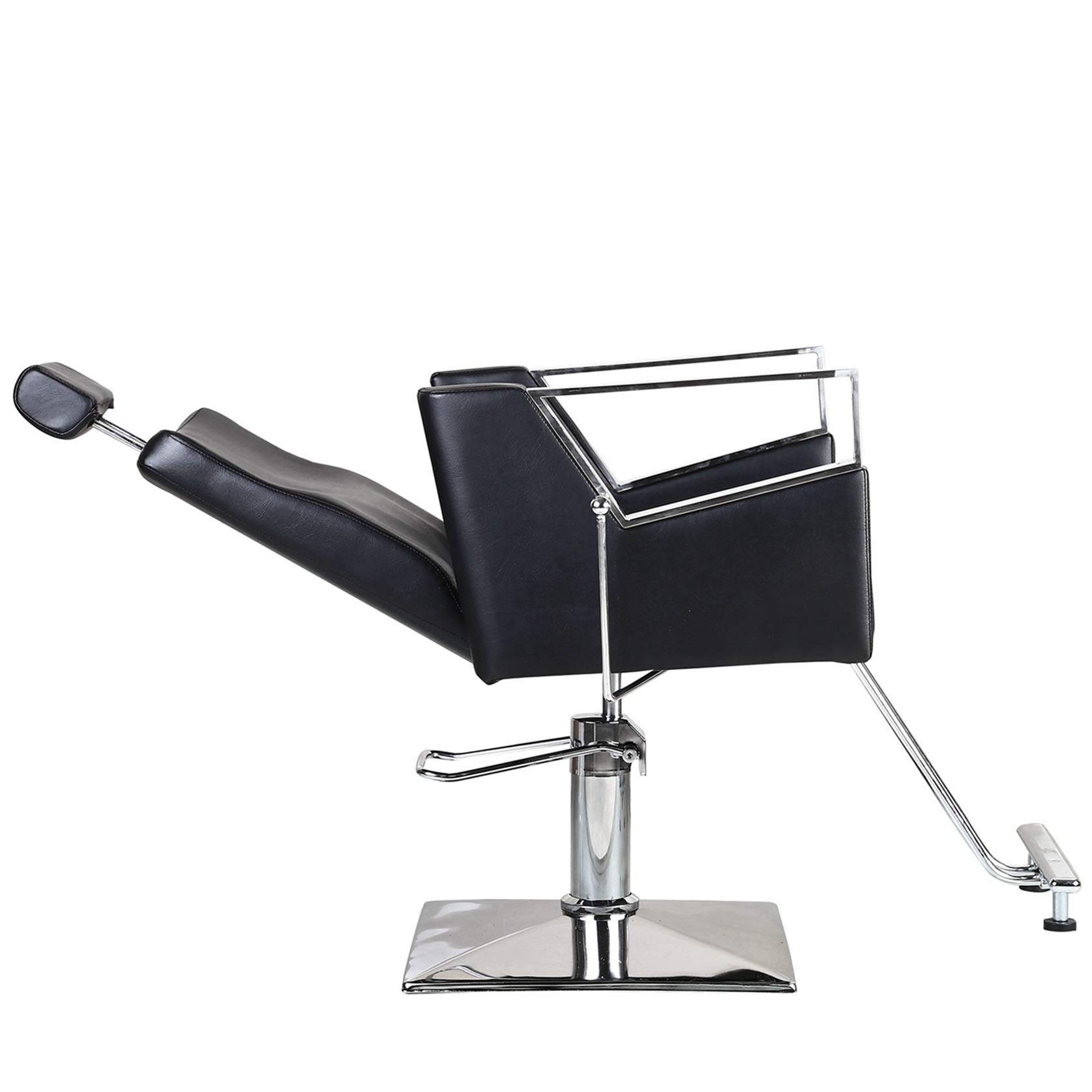 Professional Hydraulic Barber Chair - Adjustable Recline Salon Styling Chair with Black Square Base for Haircuts, Shaves & Styling | Perfect for Barbershops, Salons & Home Use