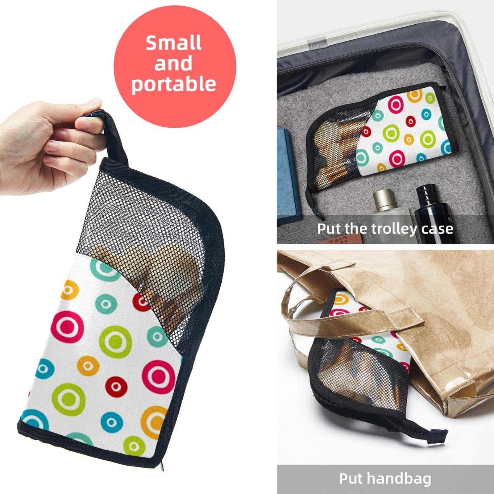 Premium 12-Piece Makeup Brush Organizer Bag with Colorful Dots Print - Portable Travel Makeup Brush Holder Case for Professional Artists & Home Use