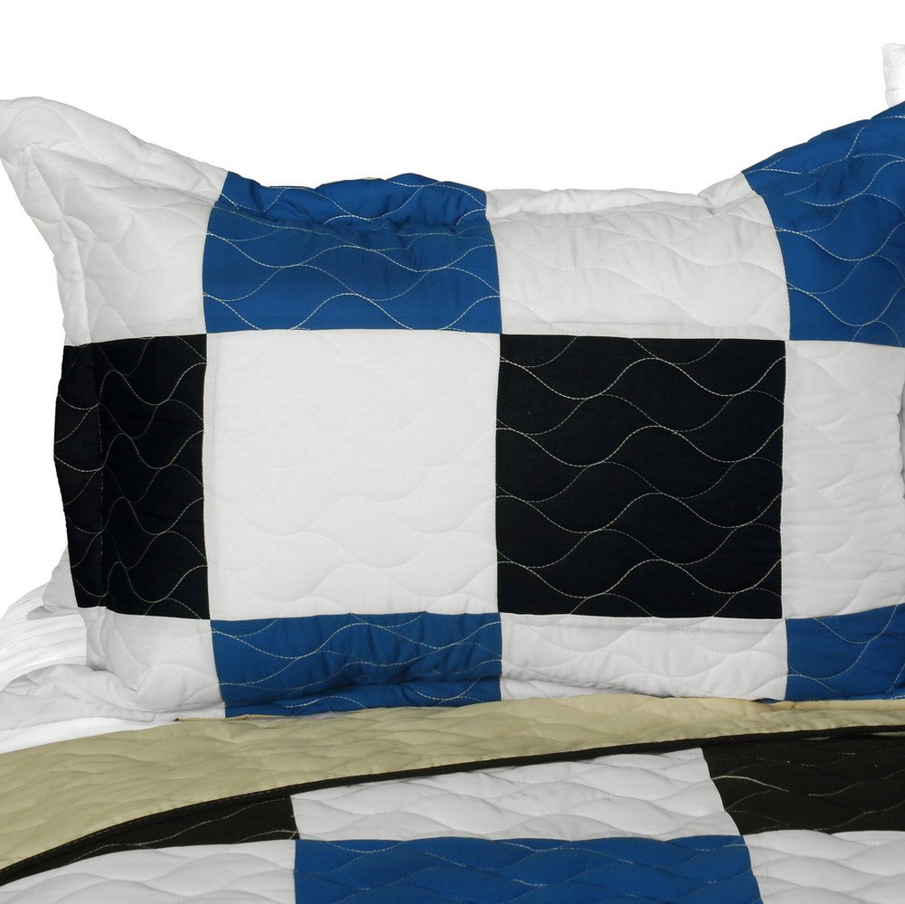 Stylish Vermicelli-Quilted Patchwork Plaid Comforter Set - Full/Queen Size Bedding for Cozy Winter Nights & Farmhouse Decor