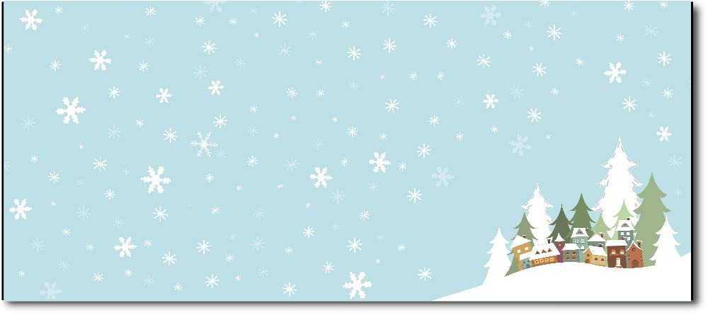 Christmas Envelopes #10 Letter Size - 80 Holiday Envelopes with Winter Village Design for Greeting Cards, Invitations & Holiday Mailings