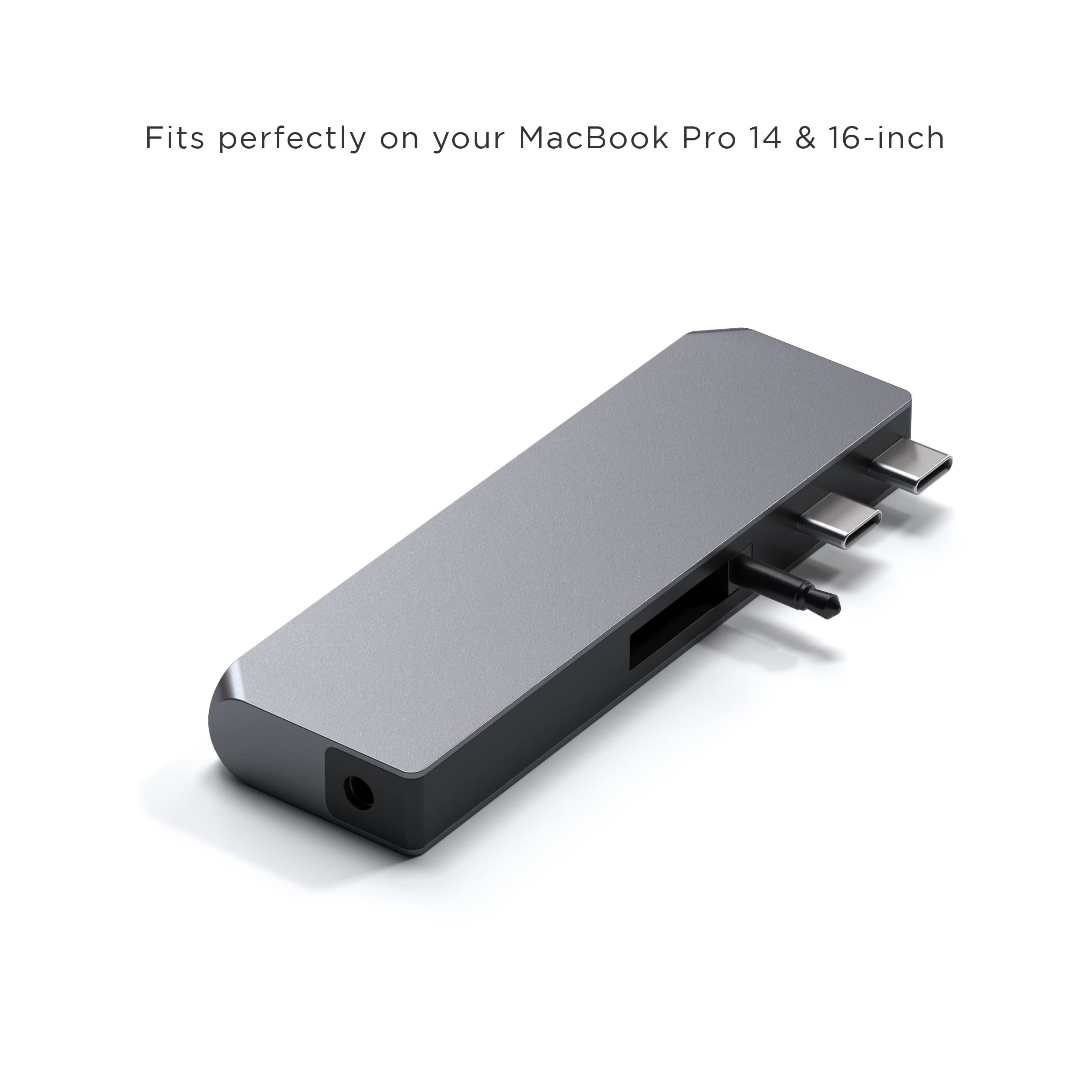 Satechi Type-C Pro Hub Mini Adapter with USB4, USB-A, USB-C, Gigabit Ethernet & 3.5mm Audio Jack - Compatible with M1/M2 MacBook Pro & Air (Space Gray) - Perfect for Home Office, Remote Work & Multimedia Connectivity