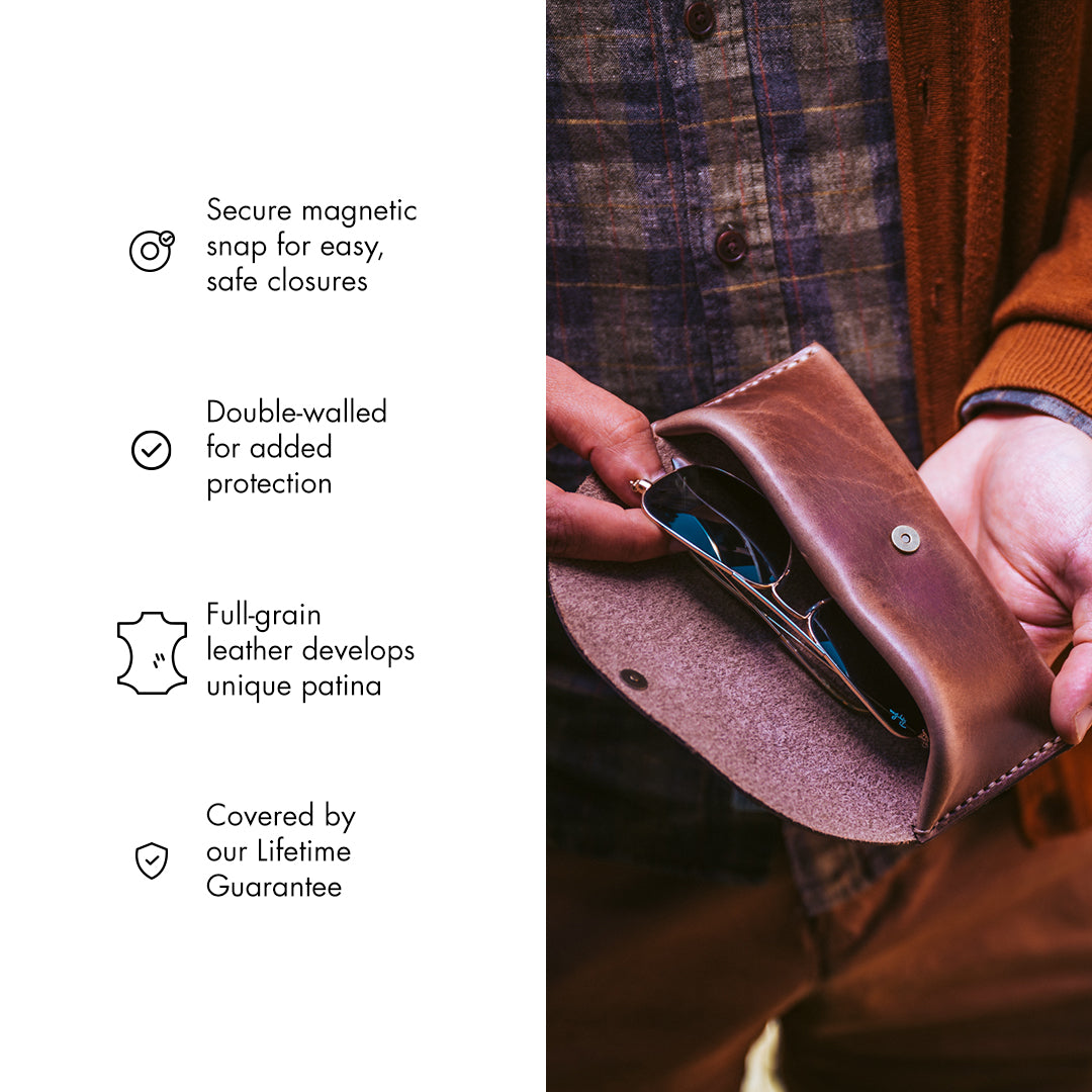 Premium Leather Sunglasses Case - Durable & Stylish Eyewear Holder for Men & Women - Perfect for Travel, Outdoor Activities & Daily Use