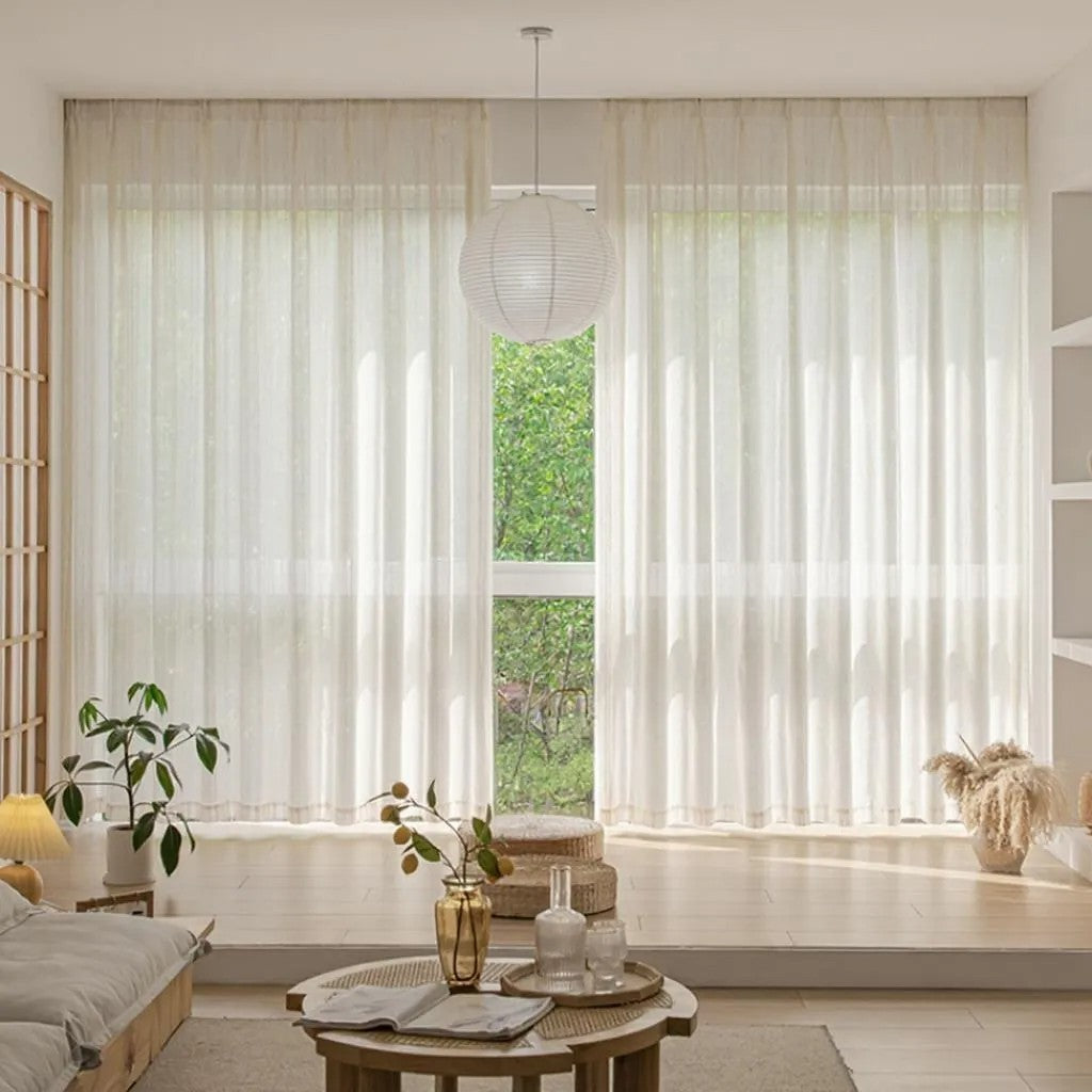 Olympia Striped Linen Light Filtering Custom Curtains - Elegant Window Treatment for Living Room & Bedroom