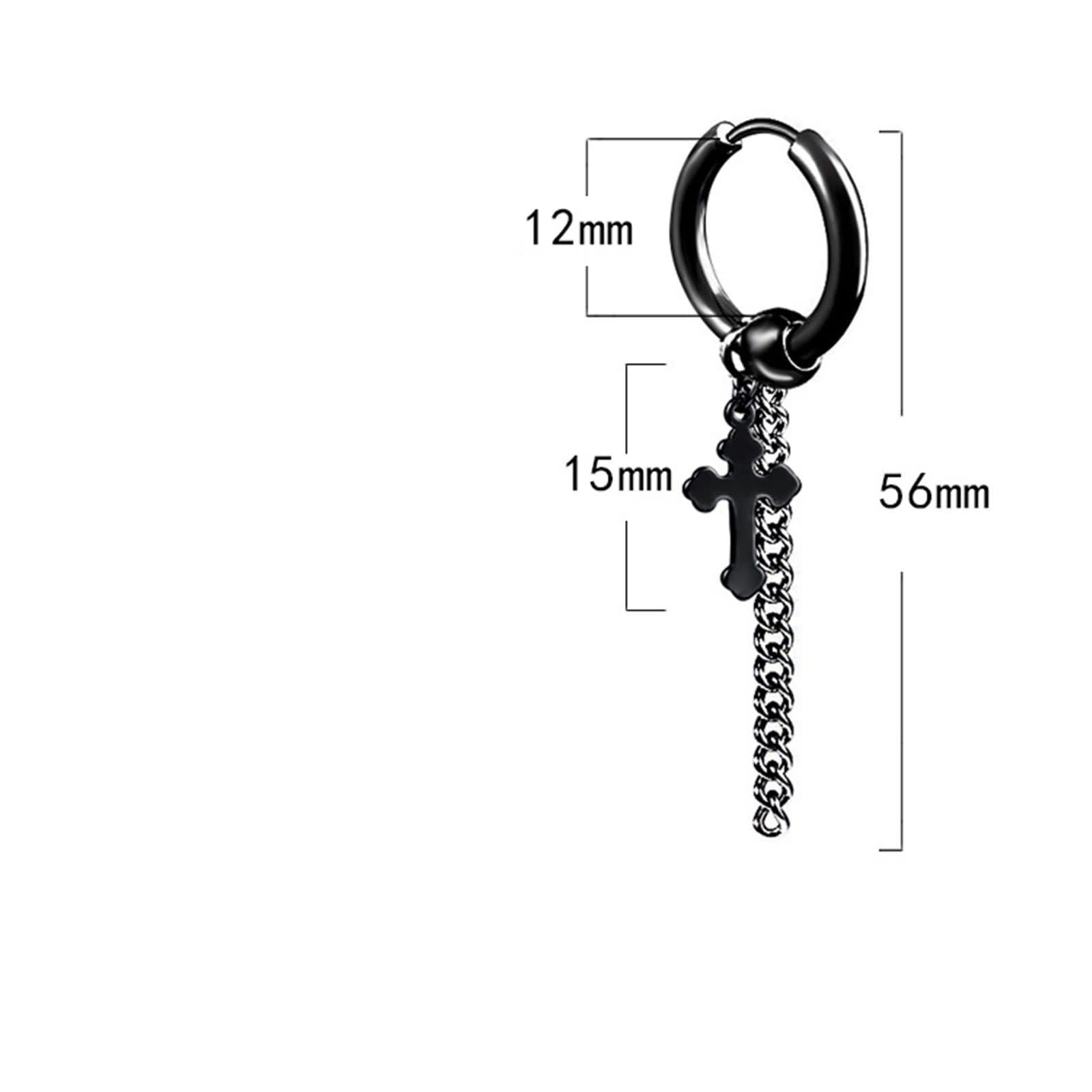 Stainless Steel Hoop Earrings for Women & Men - Fashionable Round Cross Chain Piercing Jewelry - Perfect for Casual Wear, Parties & Gifts