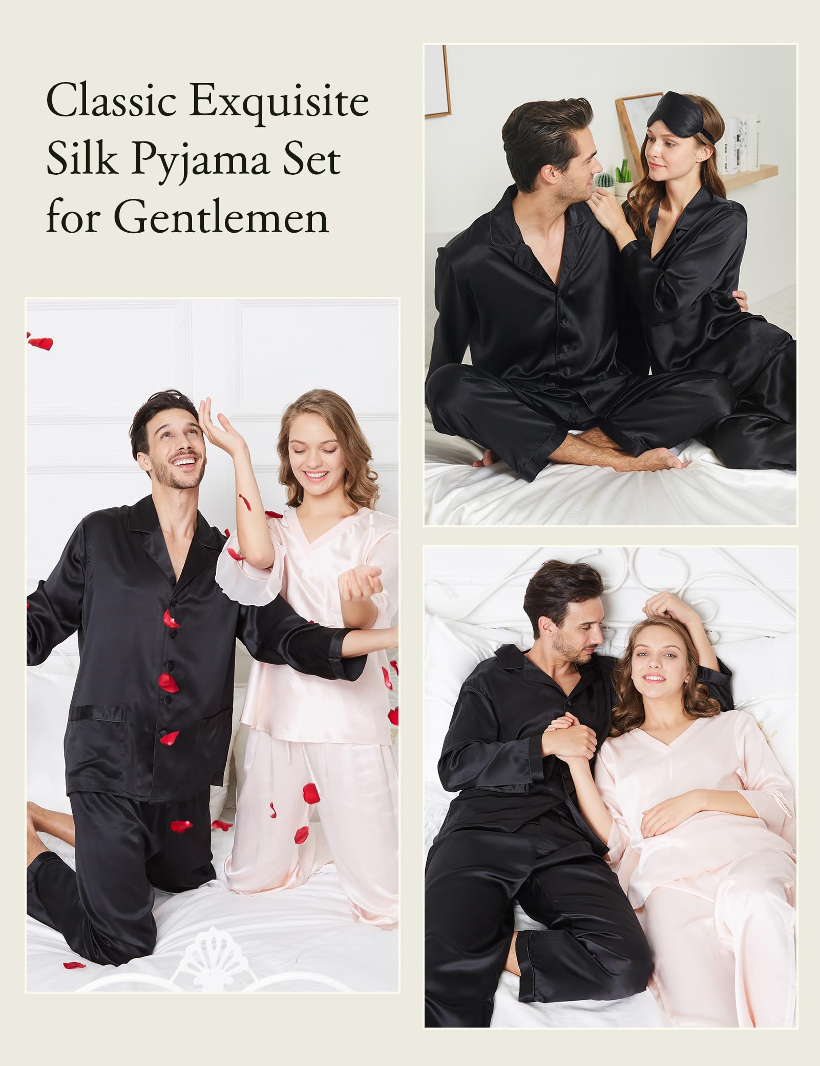 Luxury 100% Pure Mulberry Silk Pajama Set for Men - 19MM Lightweight Long Sleeve Sleepwear | Perfect Gift for Him & Comfortable Nightwear for Relaxation at Home