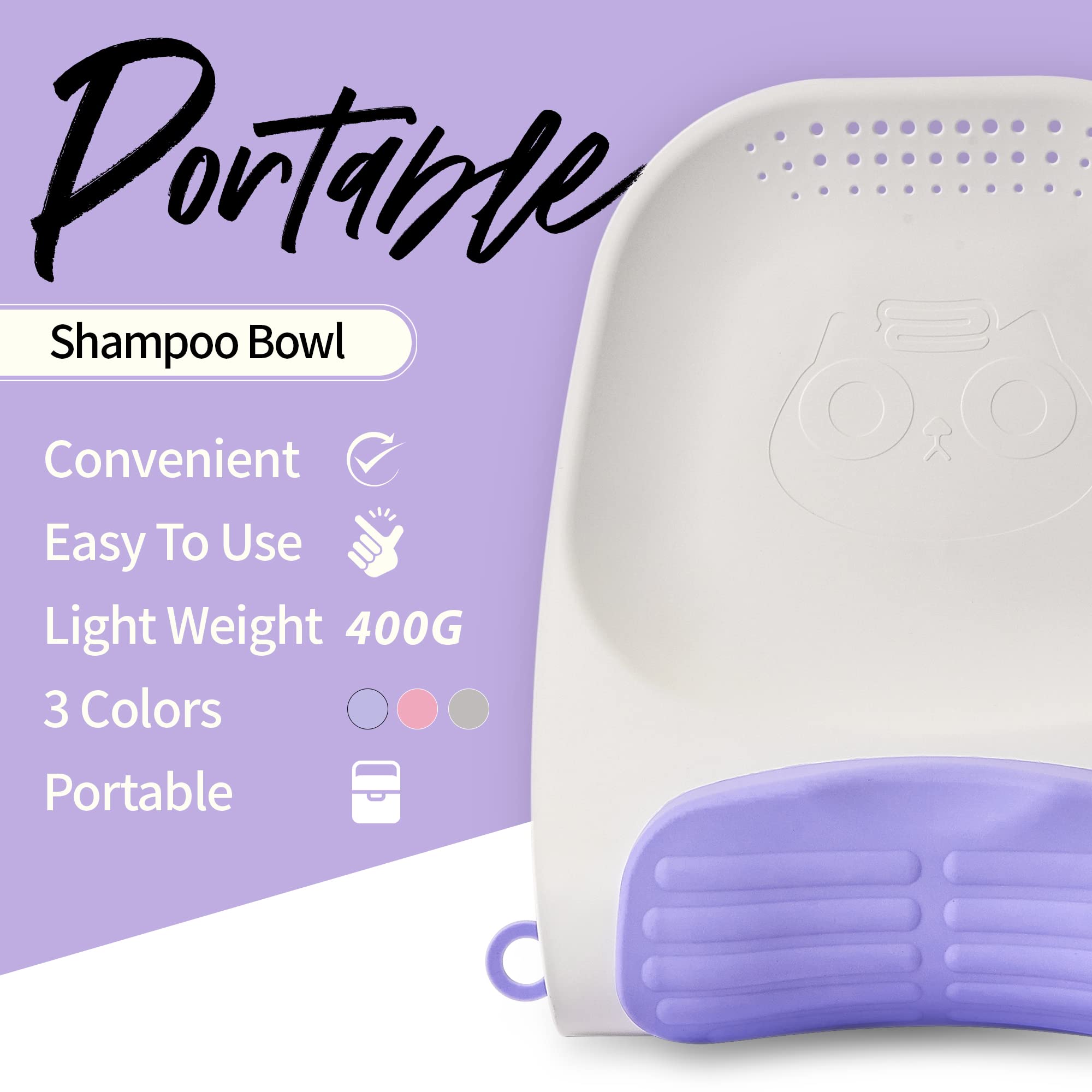 Toyture Portable Shampoo Bowl for Kids, Adults & Babies - Adjustable Hair Washing Basin with Neck Support - Tear-Free Bath Sink for Children & Toddlers - Perfect for Home Salon, Haircut & Spa (Violet)