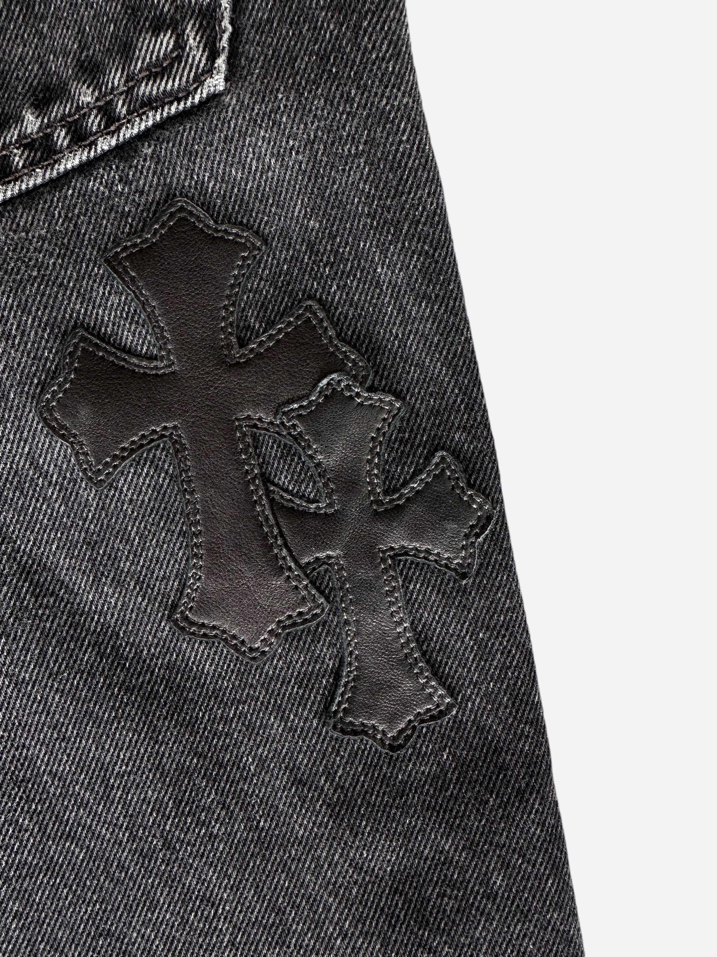 Chrome Hearts x Levi's Black Cross Patch Distressed Denim Jeans for Men - Edgy Streetwear & Casual Style Outfits