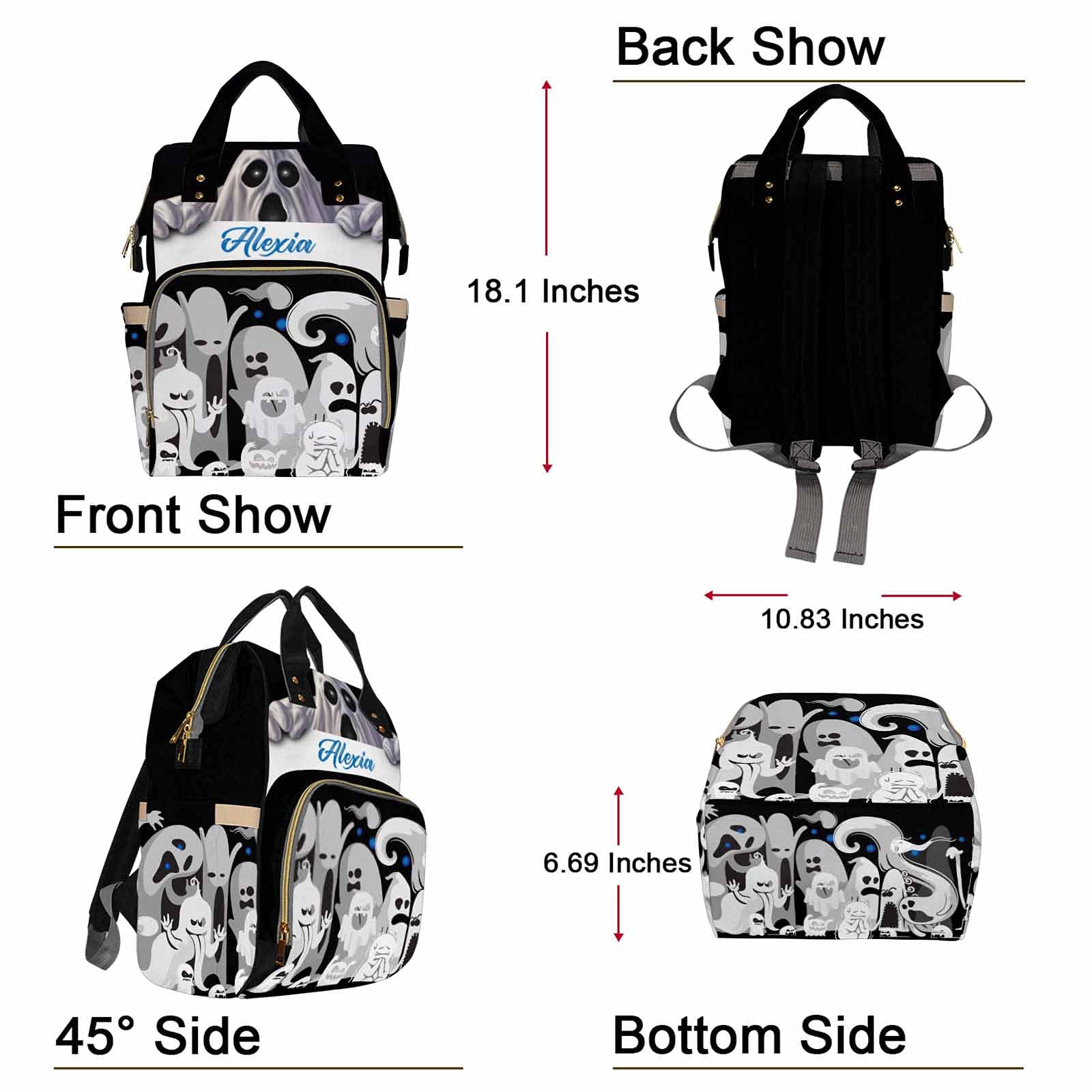Personalized Halloween Diaper Backpack for Mom & Dad - Custom Nightmare Before Christmas Baby Bag for Newborn Boys & Girls - Waterproof Daycare Backpack - Perfect Baby Shower Gift for Parents (Great for Trick-or-Treating, Daycare & Travel)