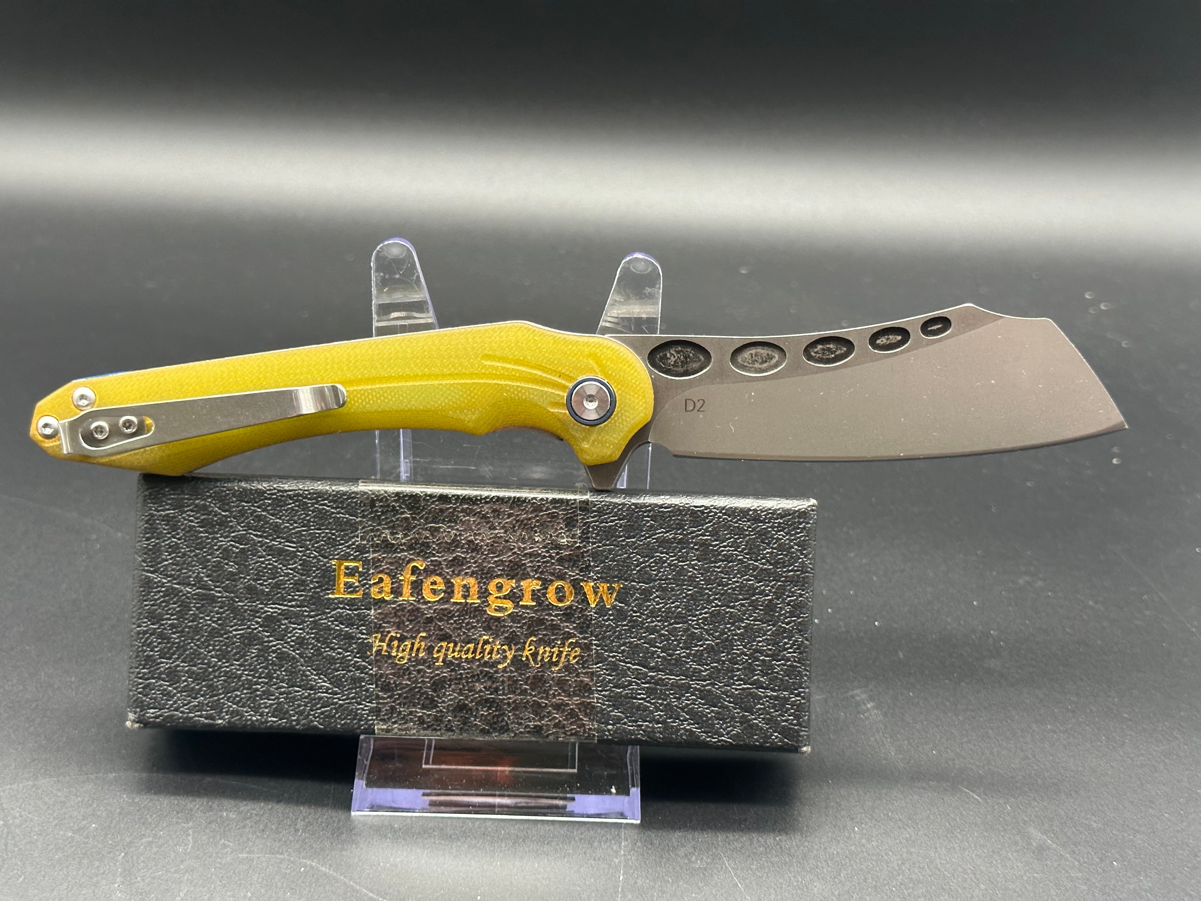 Eafengrow EF971 D2 Steel Folding Knife with Yellow G10 Handle - Outdoor Camping, Hiking, Survival & Everyday Carry (EDC) Tool