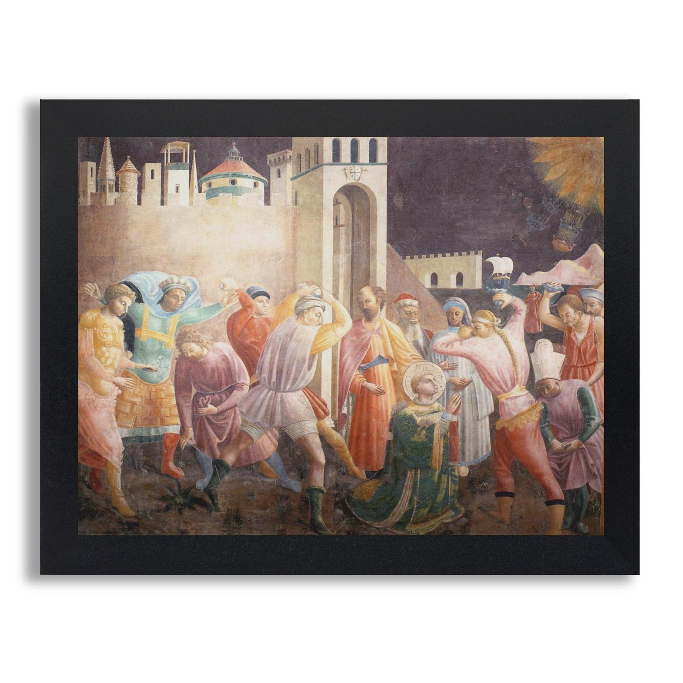 Paolo Uccello Stoning of St Stephen Framed Art Print - Renaissance Painting Reproduction on Wood Frame Canvas - Wall Decor for Living Room, Office & Gallery - Perfect Gift for Art Lovers & Home Decor
