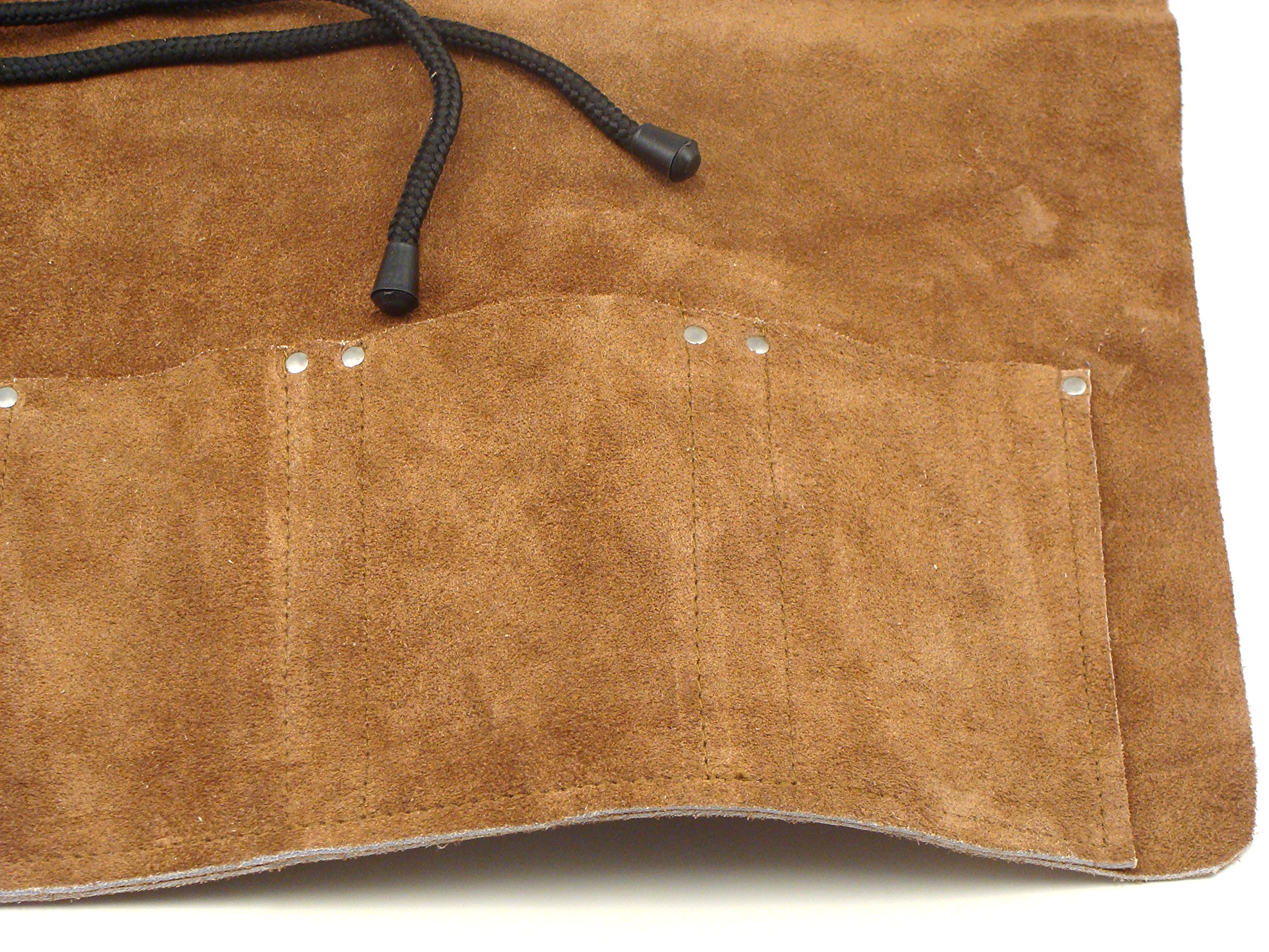 7-Pocket Suede Leather Tool Roll Organizer - Wood Carving Chisel Roll Bag for Medium/Large Tools - Kitchen Knife Roll for Utensils Storage | Perfect for Woodworkers, Chefs & DIY Enthusiasts