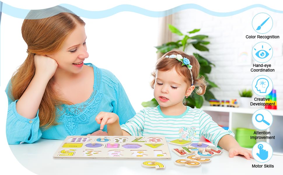 APPSTER Large Wooden Puzzle Toy Set for Kids & Adults - ABCs, Body Parts, Shapes & Colors - Educational Learning Board Game for Toddlers, Preschool & Family Fun - Perfect for Classroom, Homeschool & Playtime
