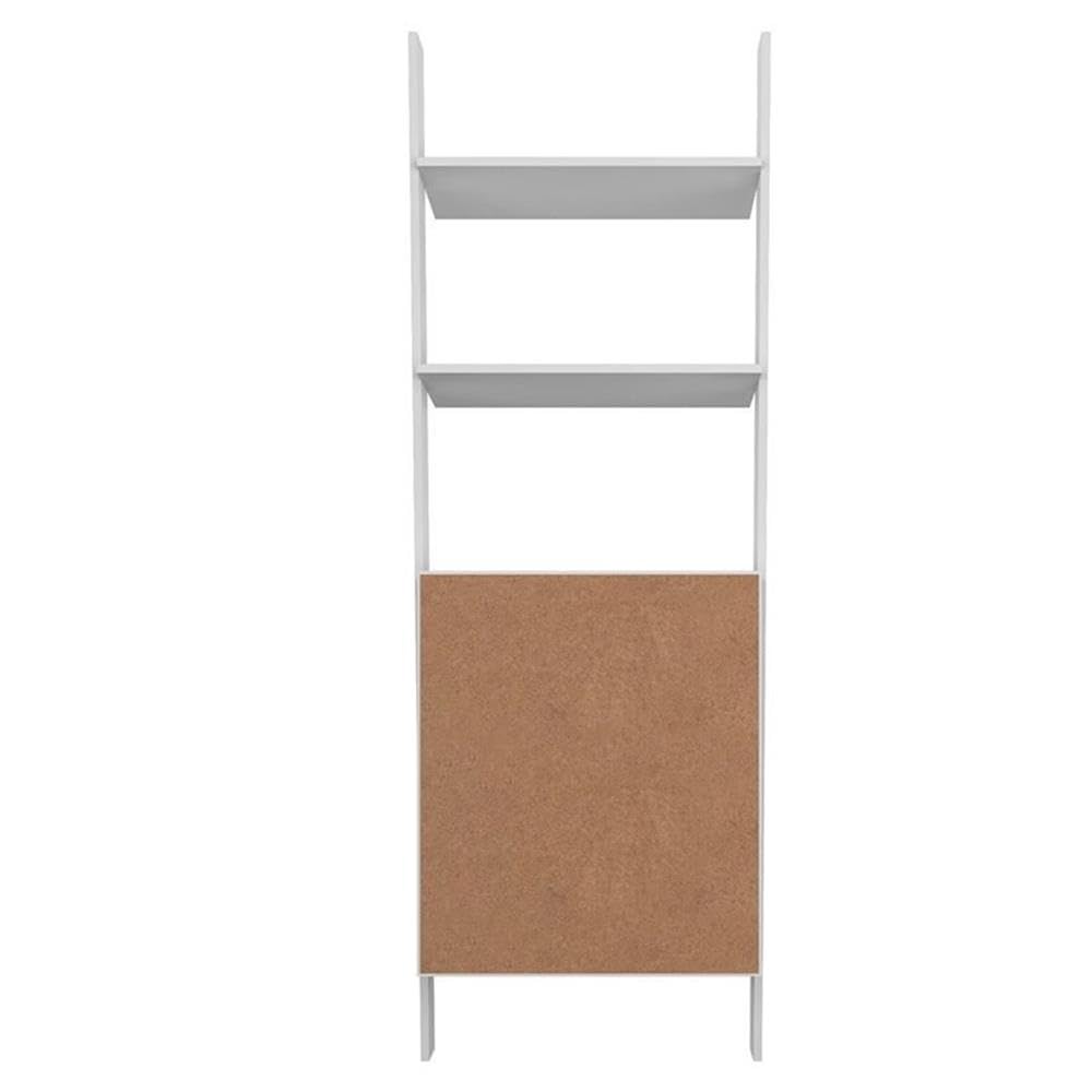 Pemberly Row 2-Tier Floating Shelves - Mid-Century Modern Wood Ladder Display Cabinet in White - Perfect for Living Room, Bedroom & Office Decor