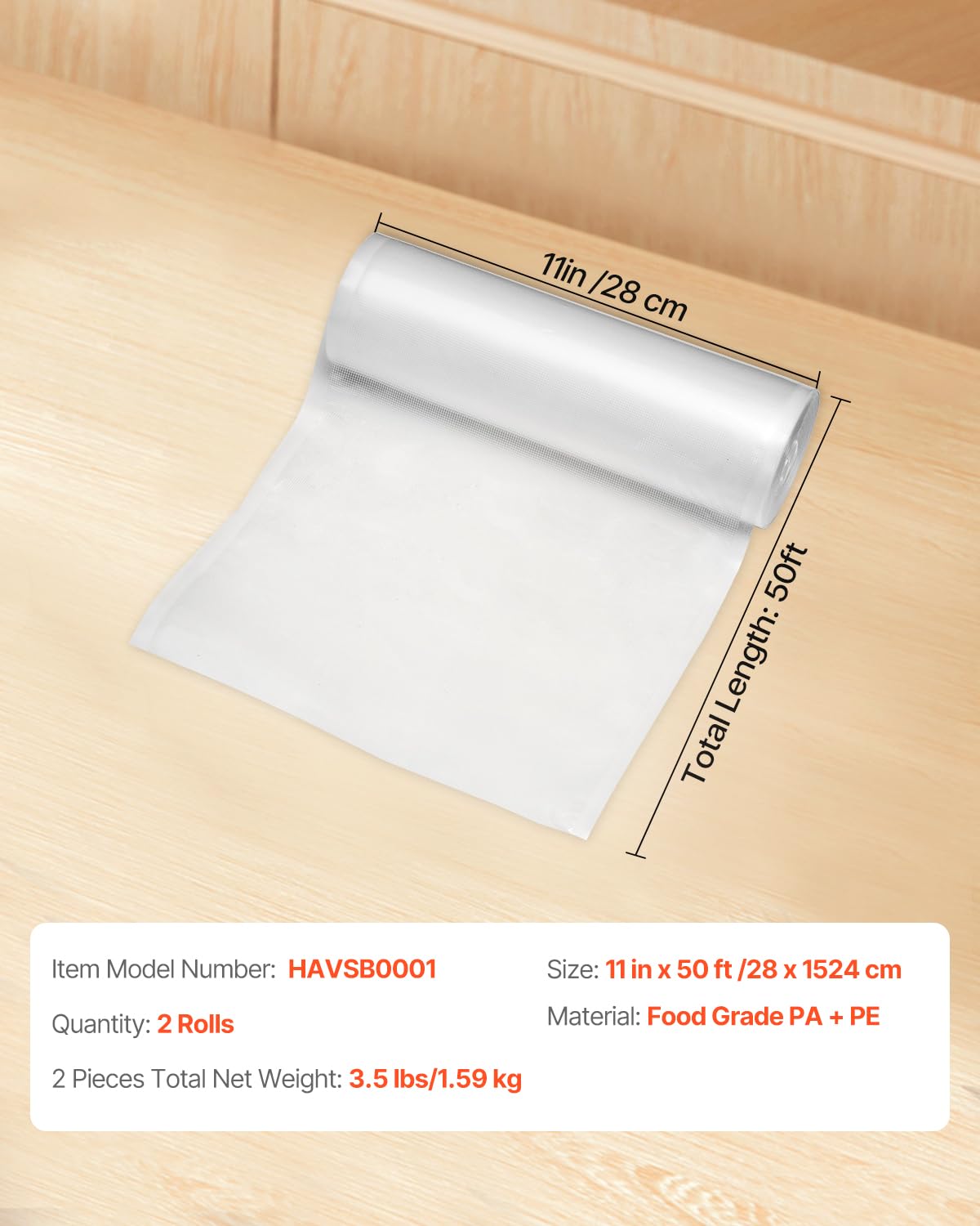 VEVOR Vacuum Sealer Bags - 2 Rolls (11