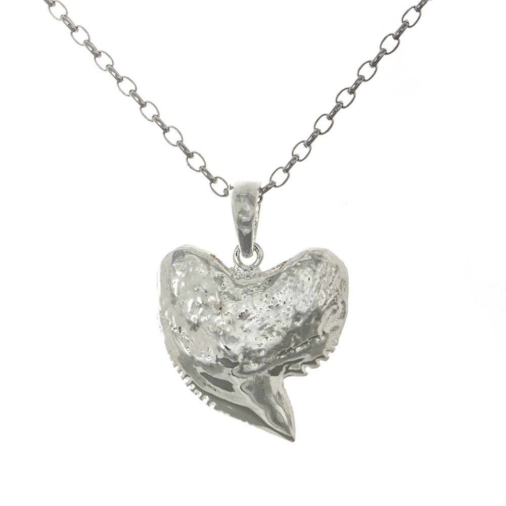 925 Silver Shark Tooth Necklace Pendant with Chain - Beach & Nautical Jewelry