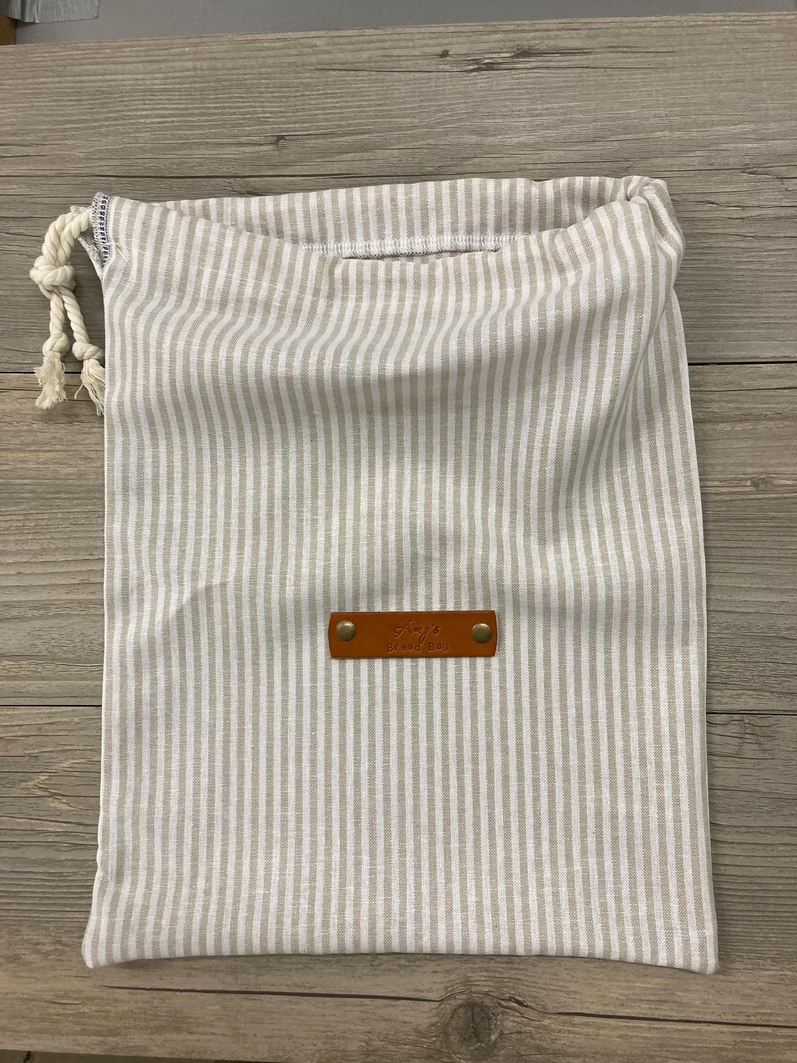 Rustic White Stripe Linen Bread Bags - Reusable Homemade Sourdough & Produce Storage - Personalized Baker Gift (Made in USA) - Perfect for Artisan Bread, Farmers Market & Eco-Friendly Kitchen Use
