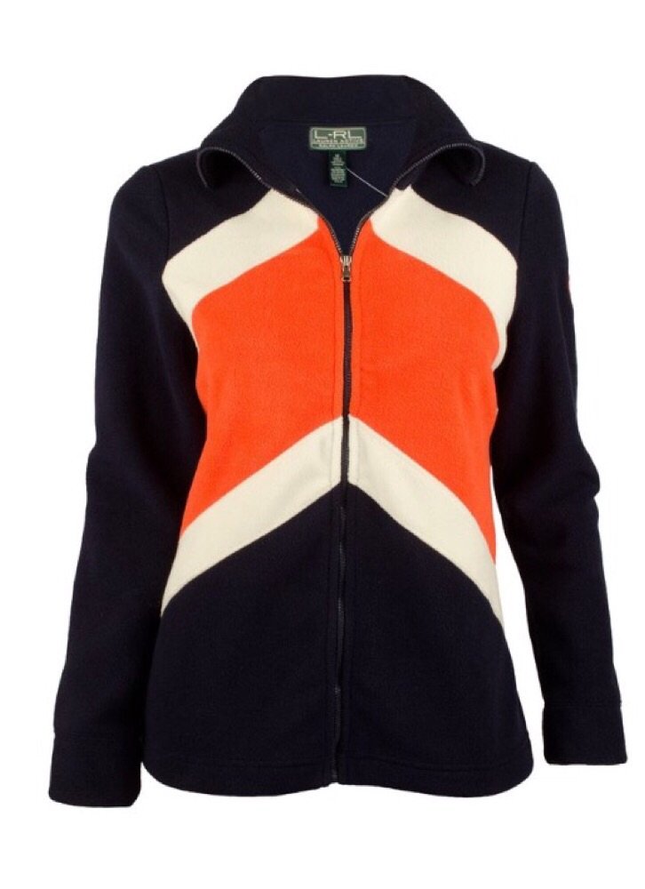 Ralph Lauren Women's Colorblock Fleece Active Jacket - Lightweight Warm Zip Up Hoodie for Running, Hiking & Outdoor Activities