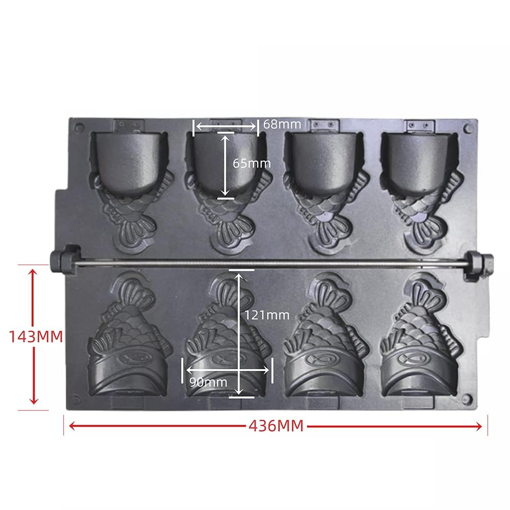 Commercial Electric Open Mouth Fish Shape Taiyaki Maker - Waffle Cone & Ice Cream Machine - 110V for Bakeries, Cafes & Dessert Shops - Perfect for Making Japanese Taiyaki, Waffle Cones & Sweet Treats