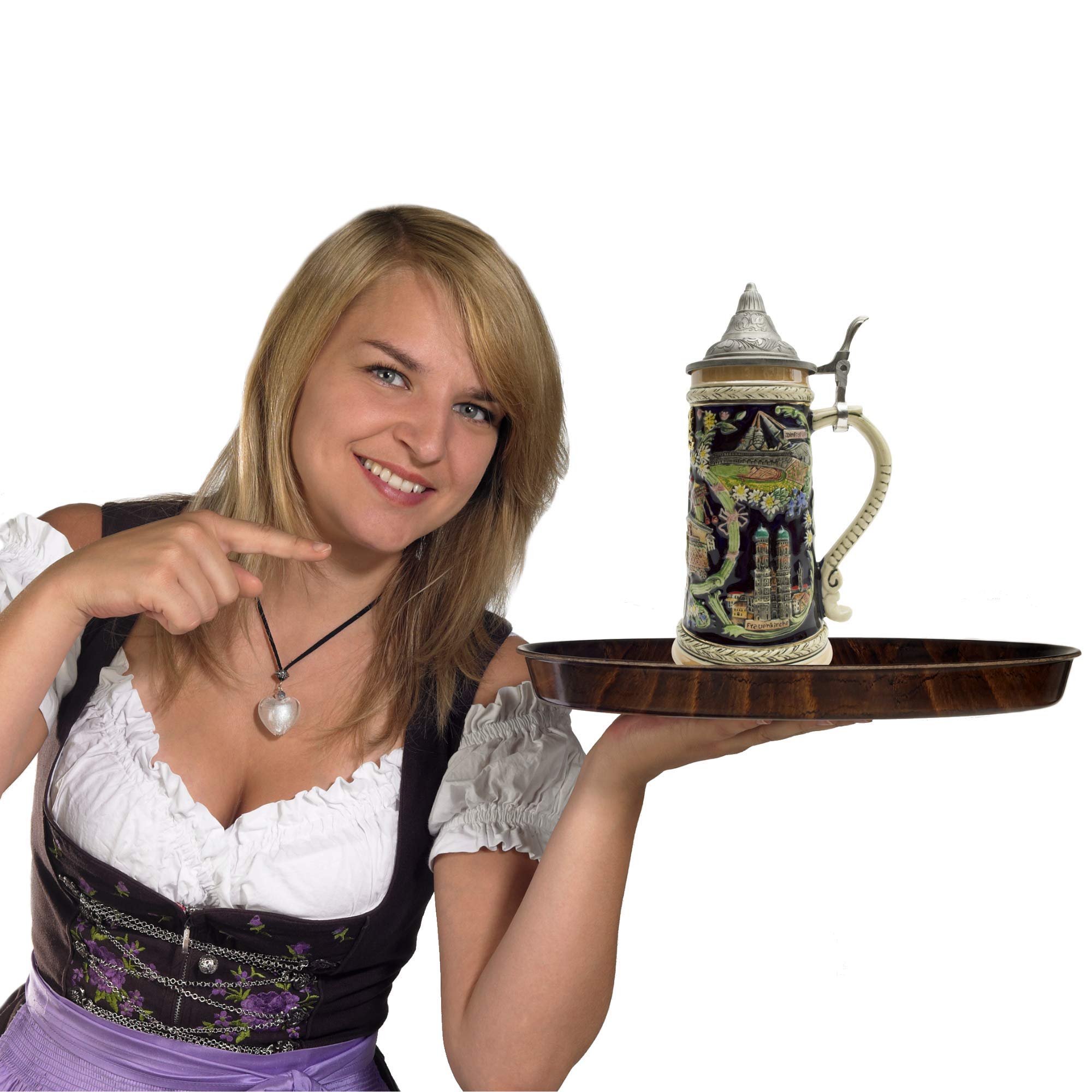 Authentic Hand-Painted Munich Oktoberfest Beer Stein with Metal Lid - 1 Liter Large German Beer Tankard Mug for Oktoberfest & Home Brewing - Perfect Gift for Beer Lovers & Collectors - Ideal for Oktoberfest Celebrations, Home Bars & Man Cave Decor